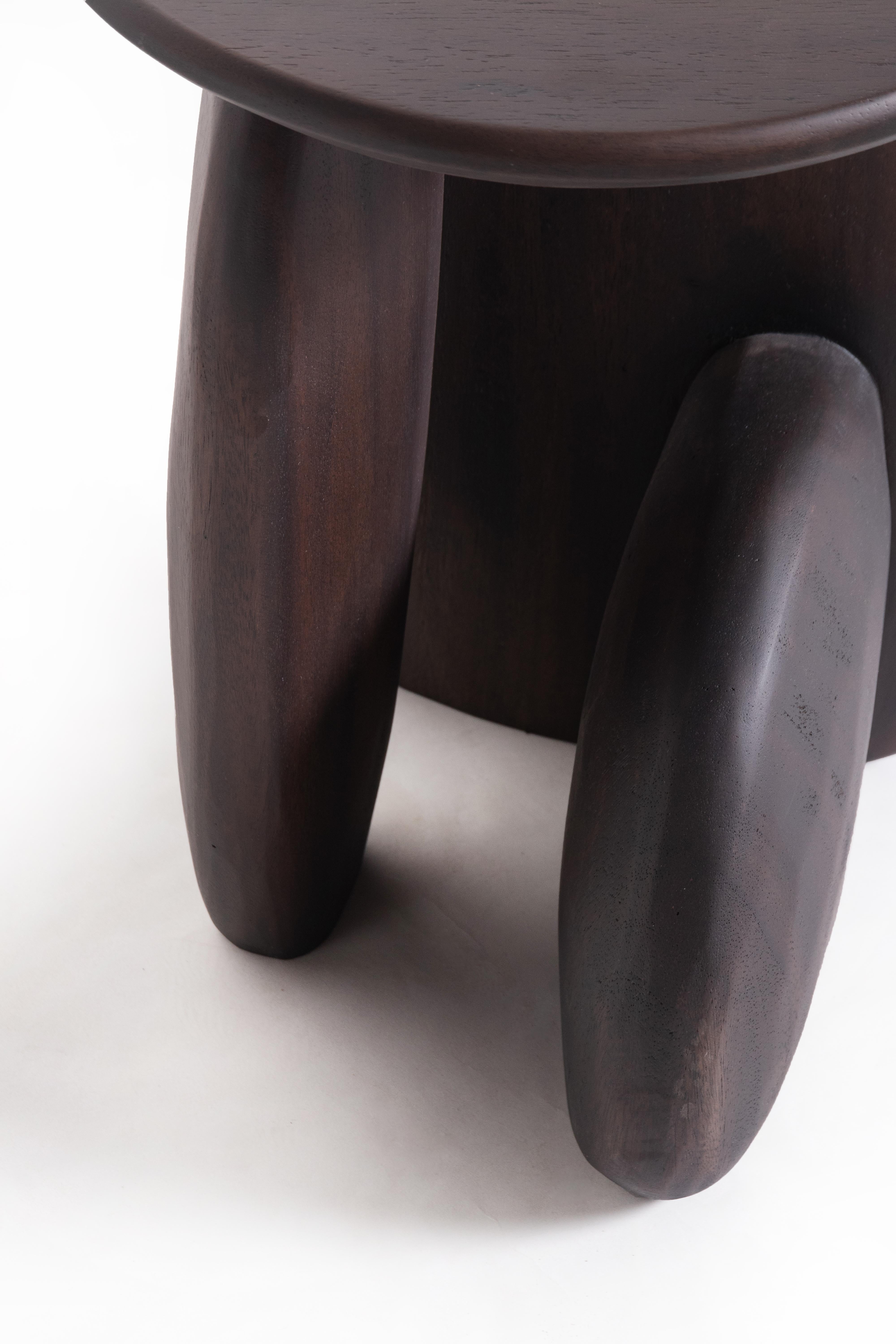 Pebble Stool Type 02, Natural Dark Acacia Wood In New Condition For Sale In Chiangmai, TH