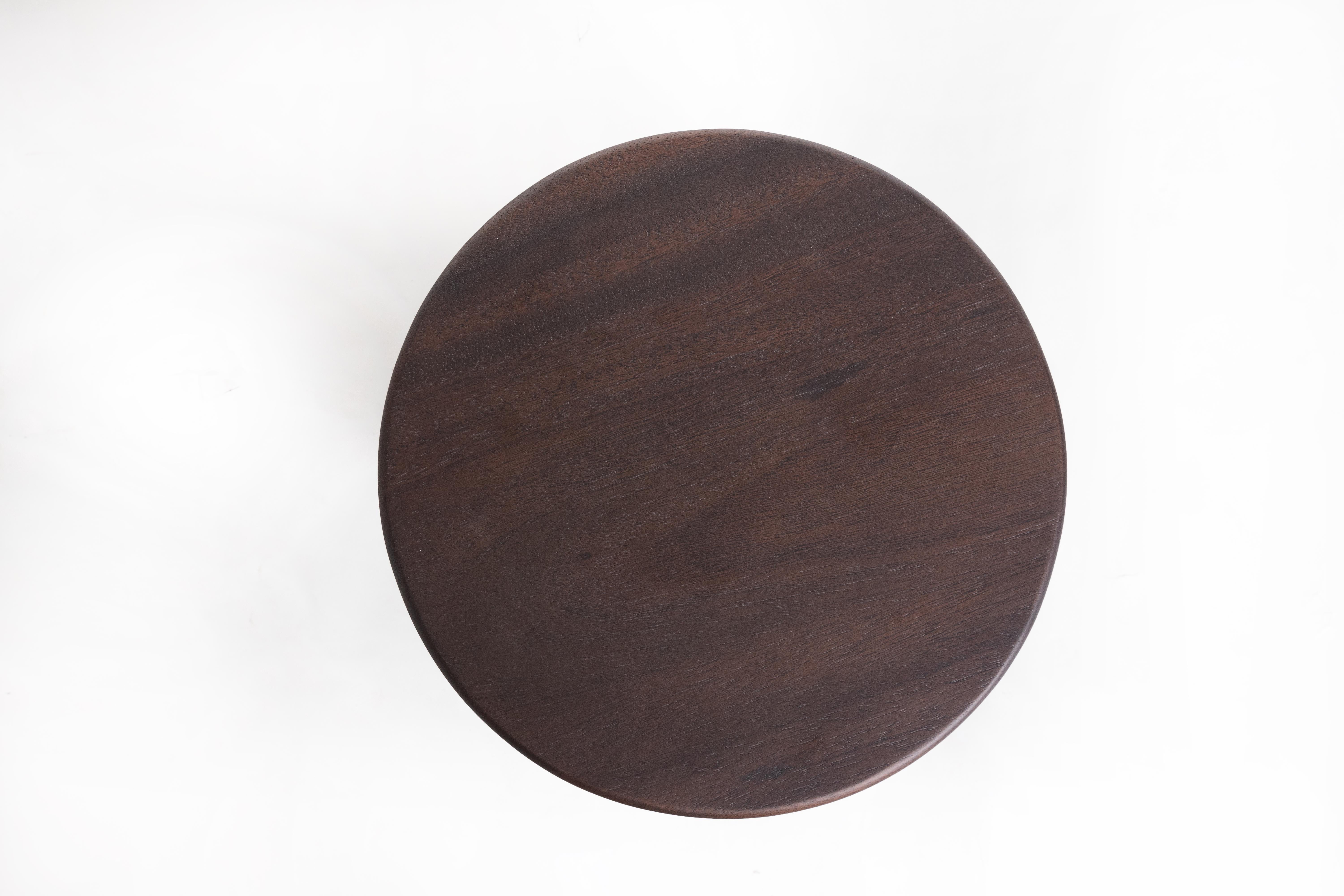 Contemporary Pebble Stool Type 02, Natural Dark Acacia Wood For Sale
