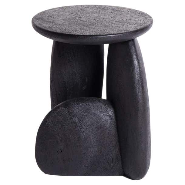 Pebble Stool Type 02, Rough Black Acacia Wood For Sale at 1stDibs