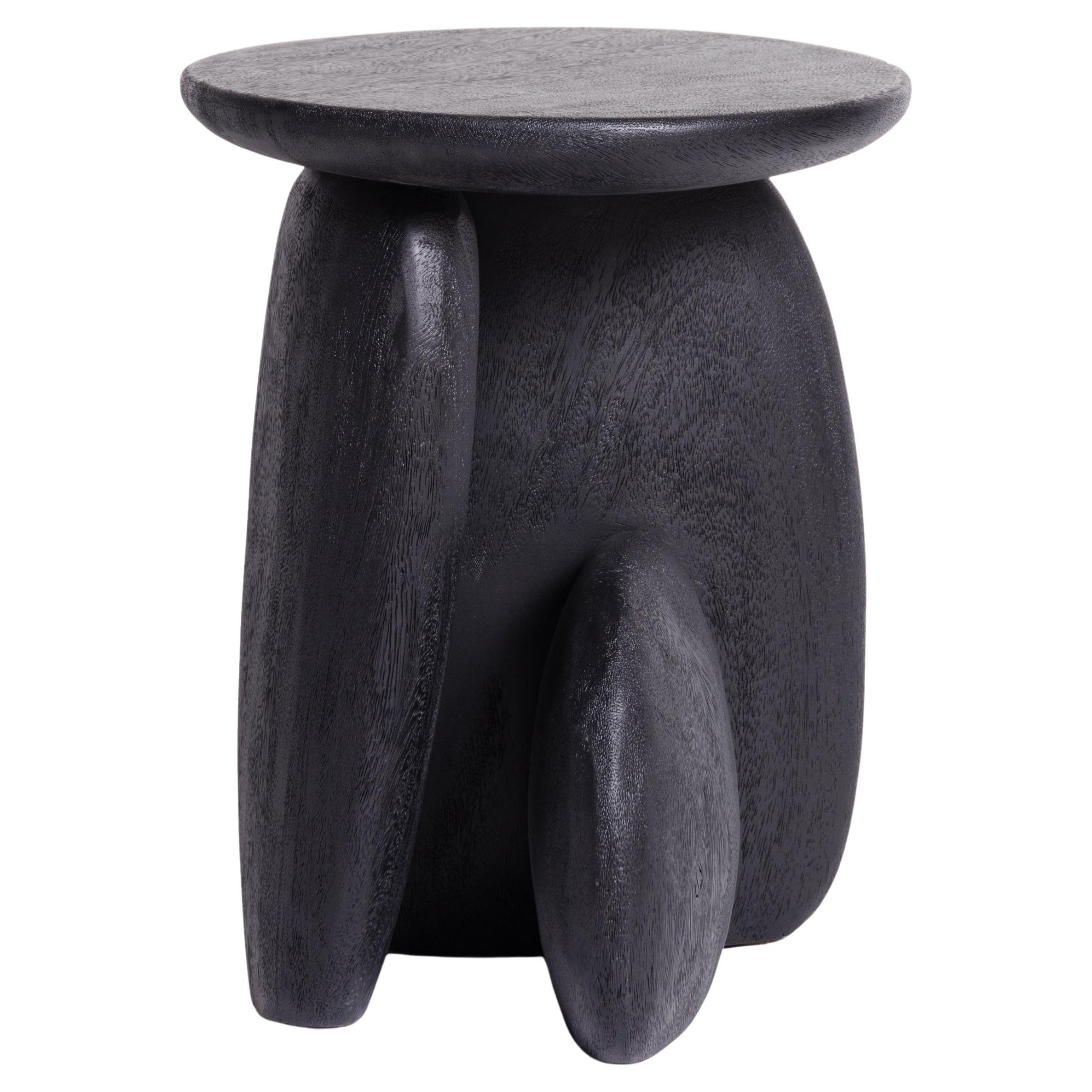 Pebble Stool Type 02, Rough Black Monkey Pod Wood
