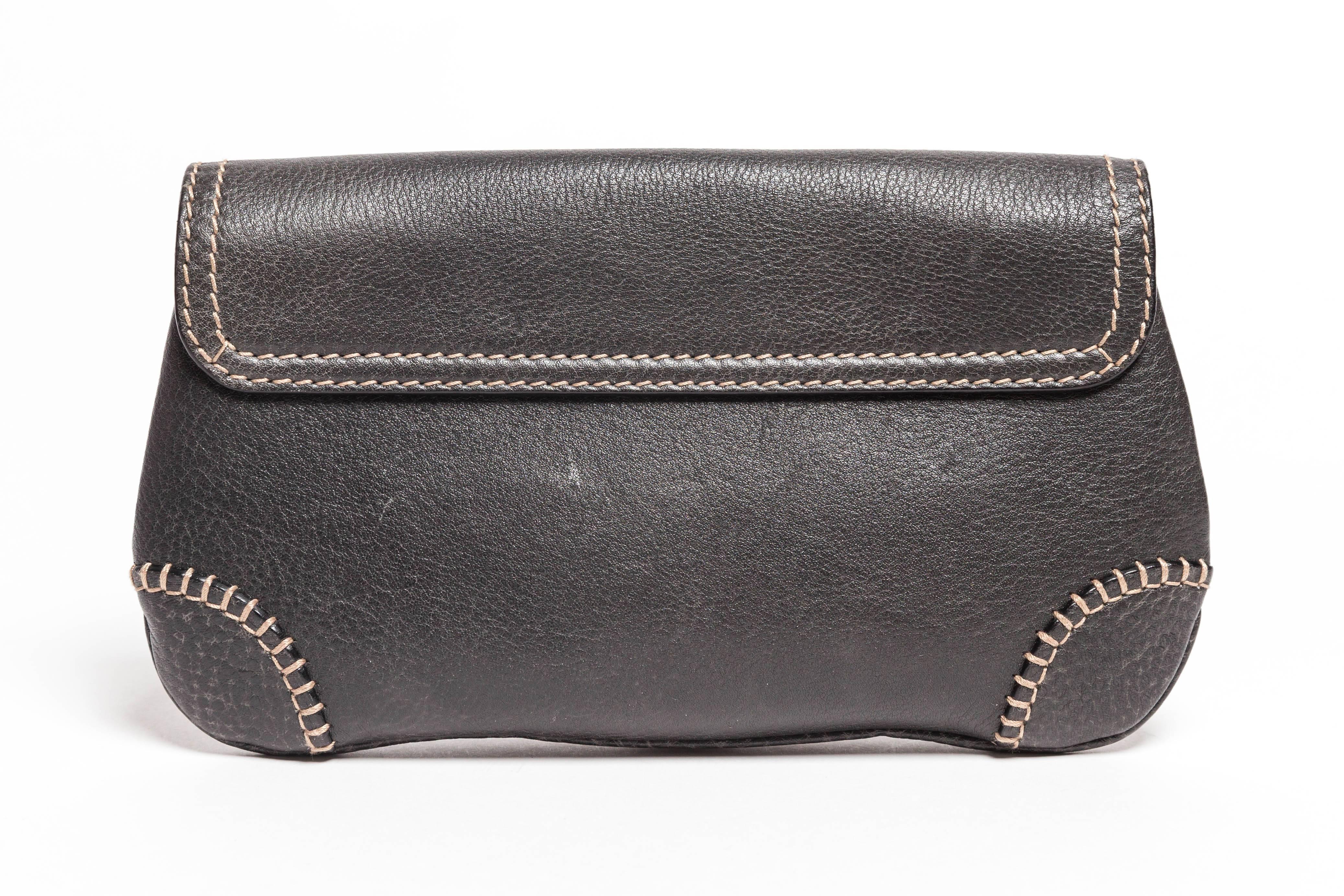  Pebbled Leather Gucci Clutch in Graphite Grey 5