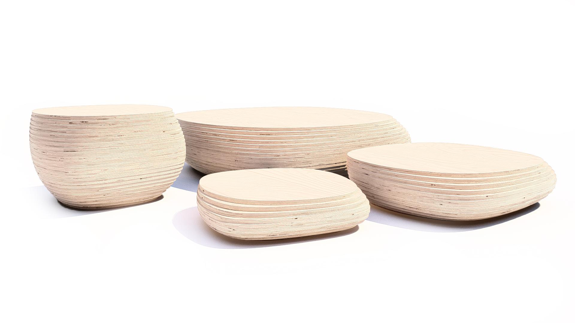 Guatémaltèque Table basse sculpturale Pebbles XL de Piegatto en vente