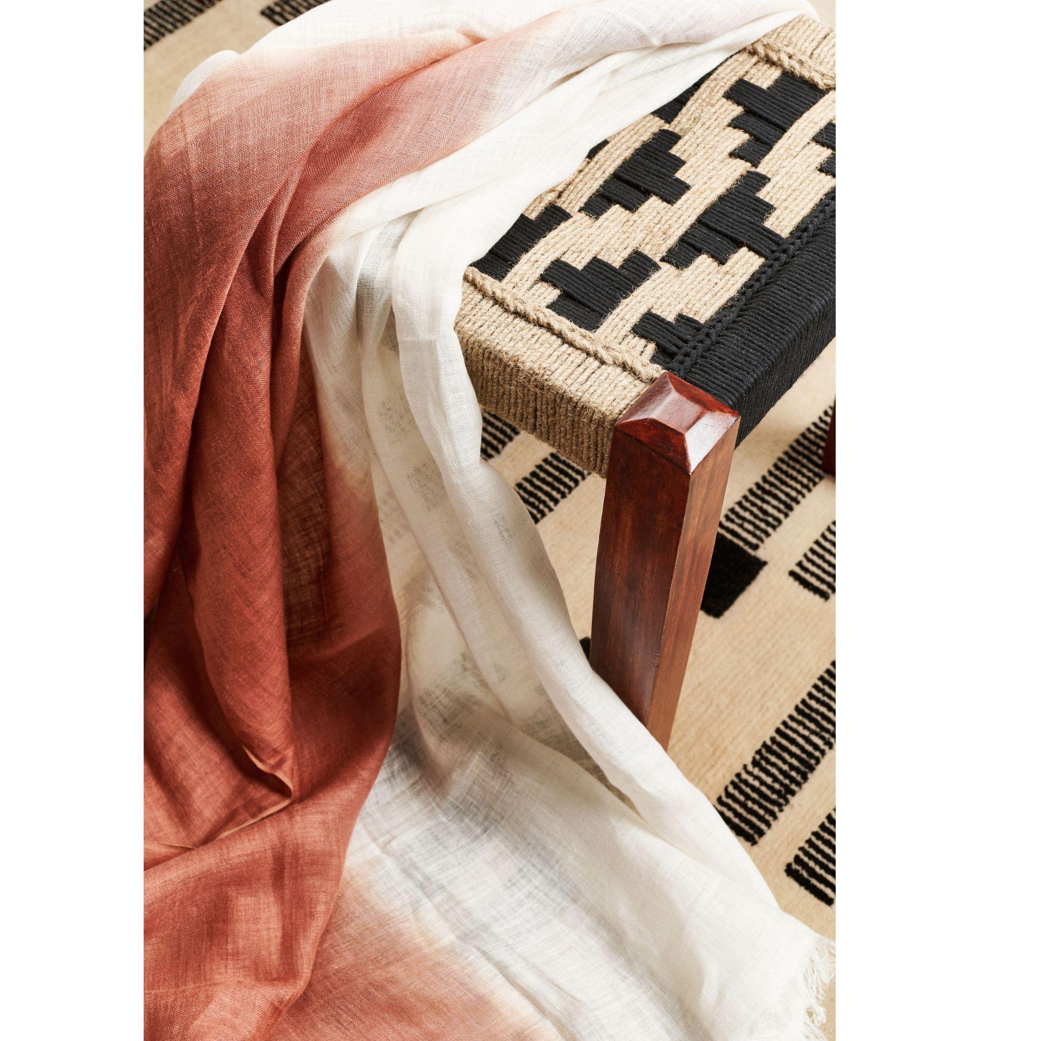 Pecan Linen Scarf , Handwoven By Artisans Soft Ombre Brown Hues For Sale 1