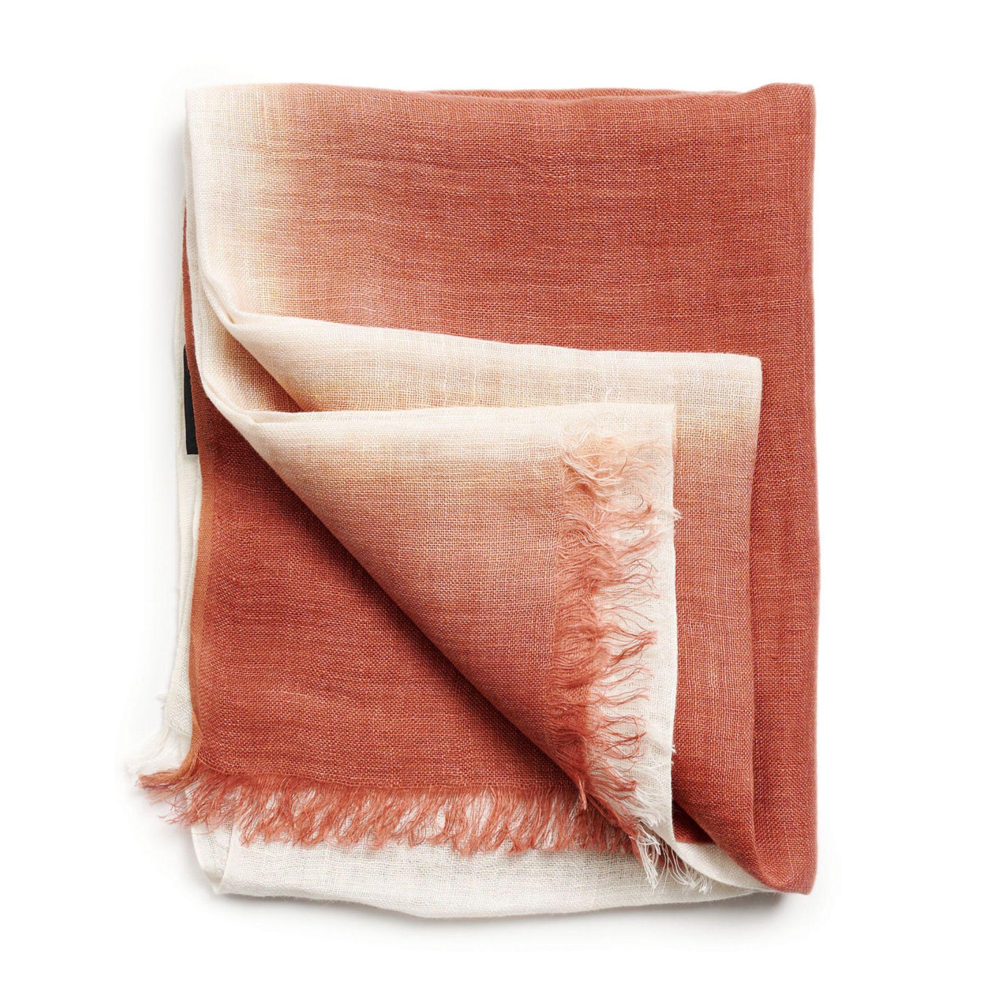 Pecan Linen Scarf , Handwoven By Artisans Soft Ombre Brown Hues For Sale 2