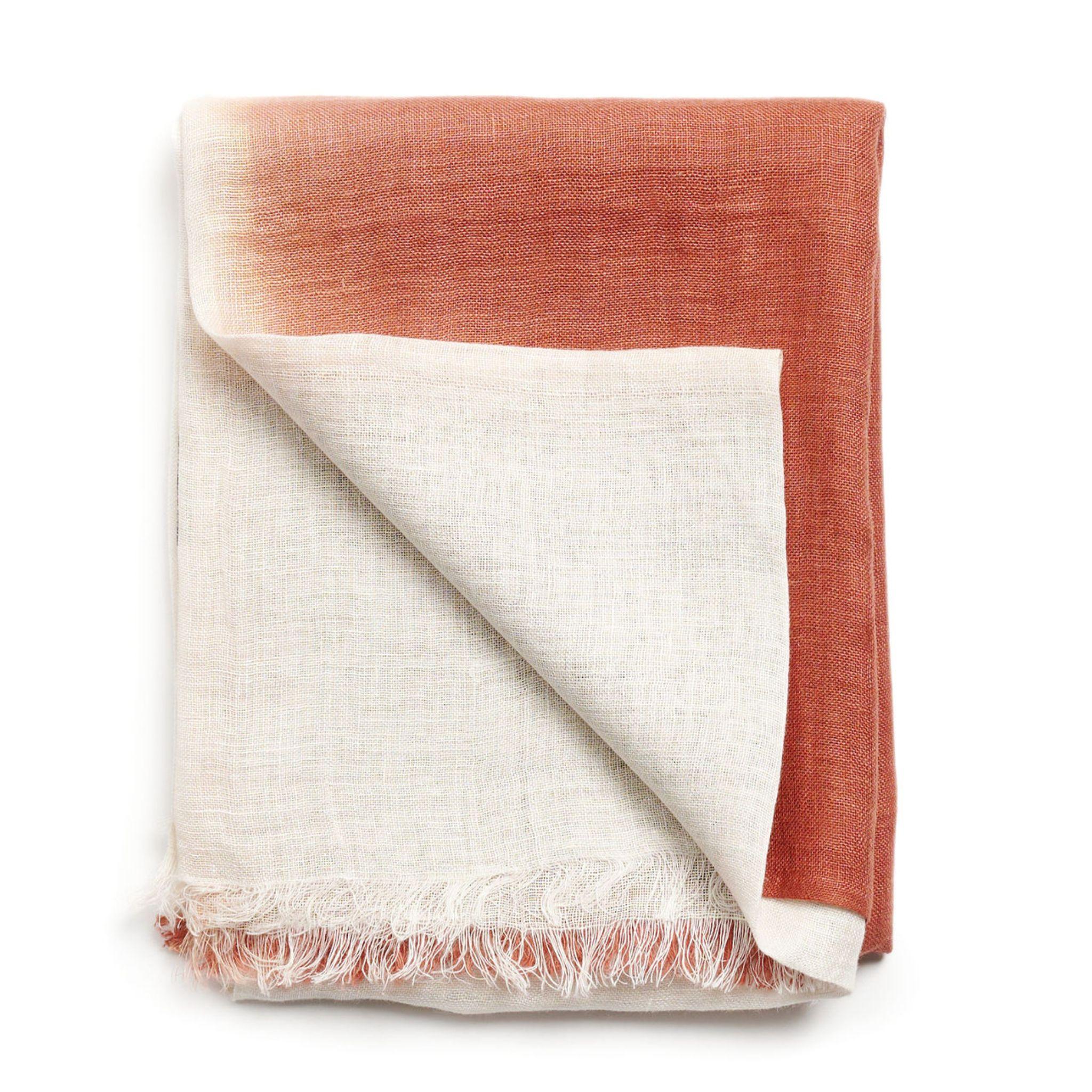 Pecan Linen Scarf , Handwoven By Artisans Soft Ombre Brown Hues For Sale 3