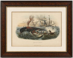 Pêche de la Baleine (Whale Hunt), Hand-Colored Engraving, 1840