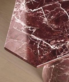 Pechino Side Table by Bellavista Collection in Rosso Pechino Marble