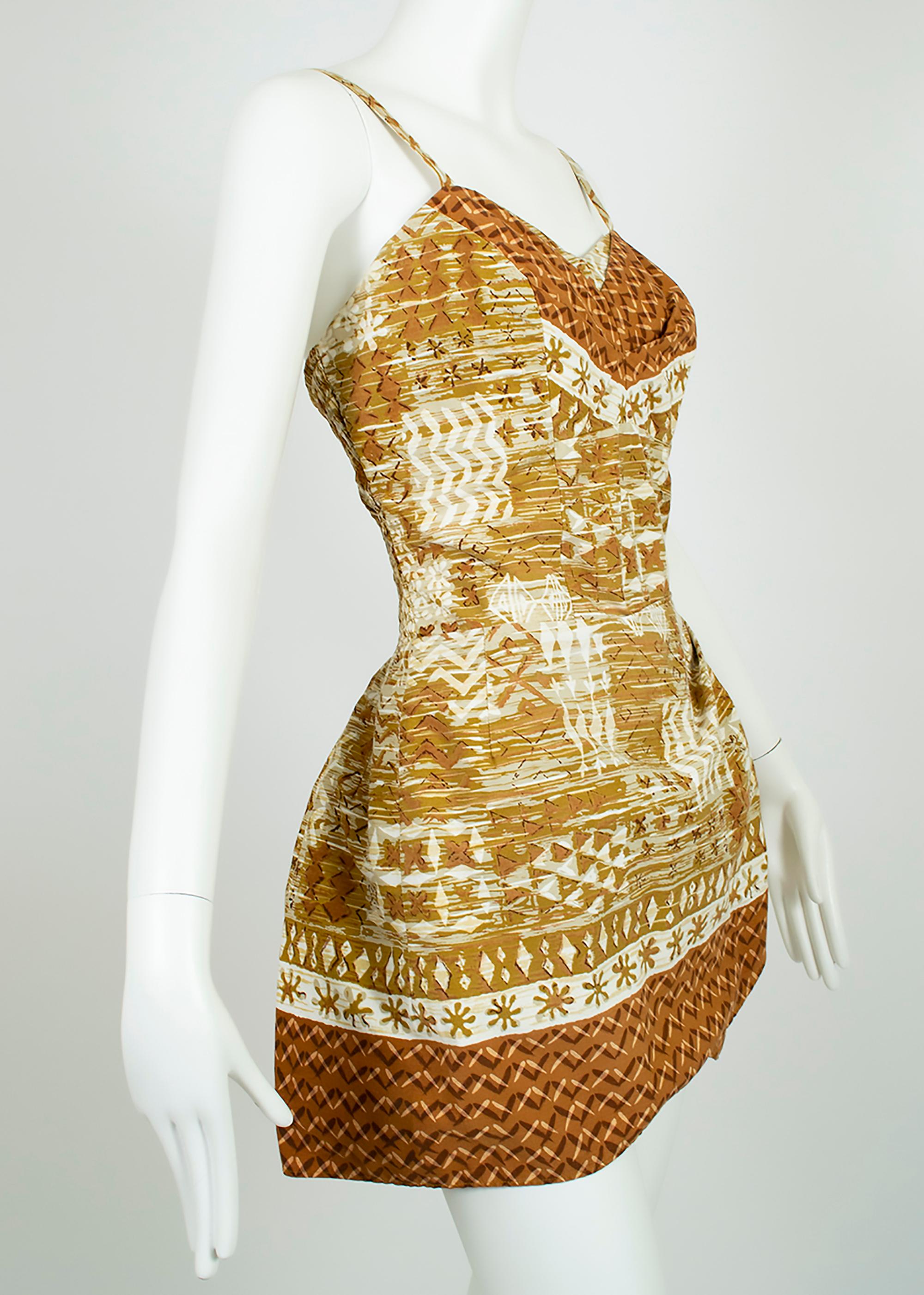Donna Peck & Peck Tiki Sarong-Tie Play Suit Swimsuit Beach Romper - M, anni '60 in vendita