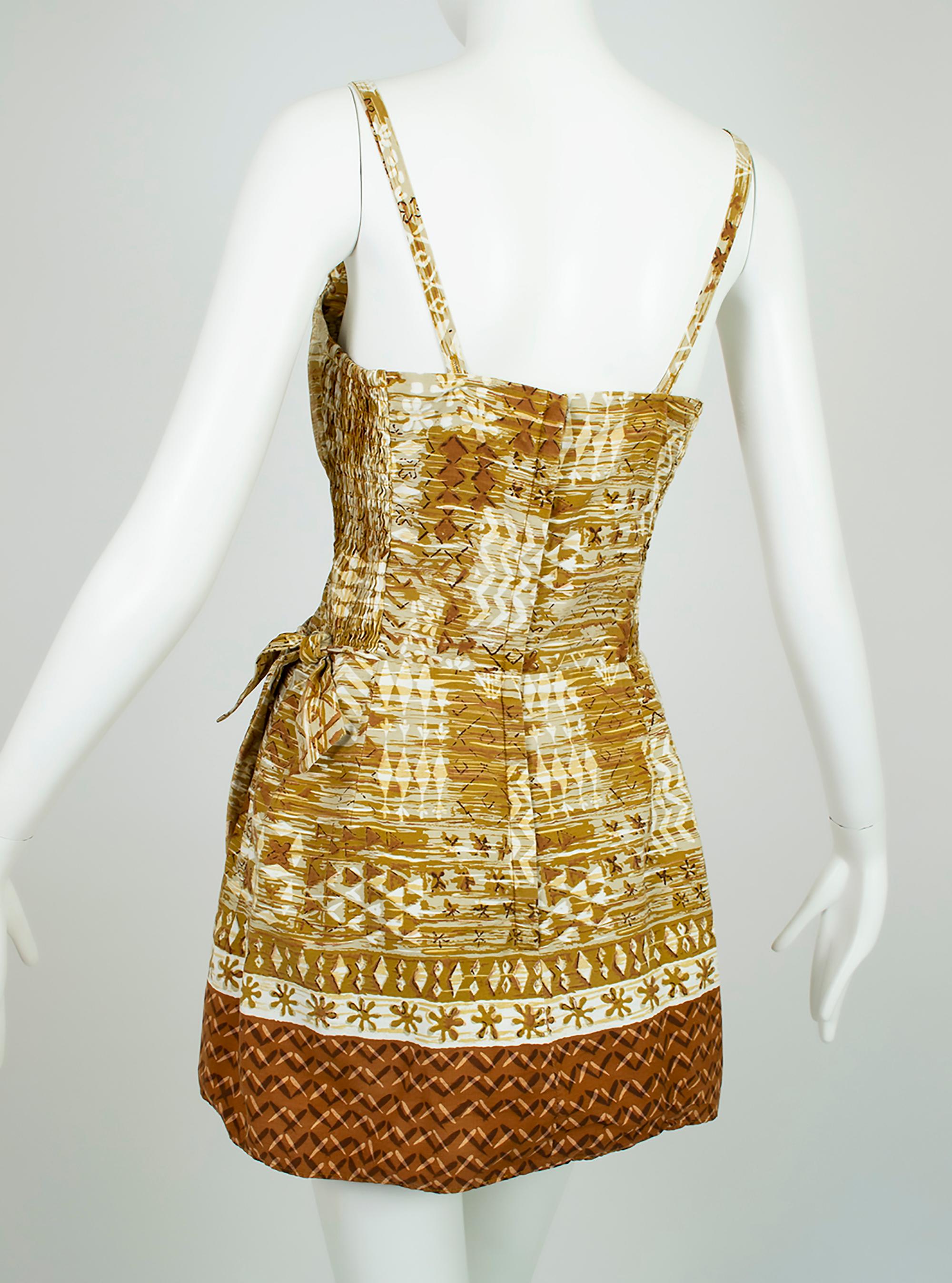 Peck & Peck Tiki Sarong-Tie Play Suit Swimsuit Beach Romper - M, anni '60 in vendita 1