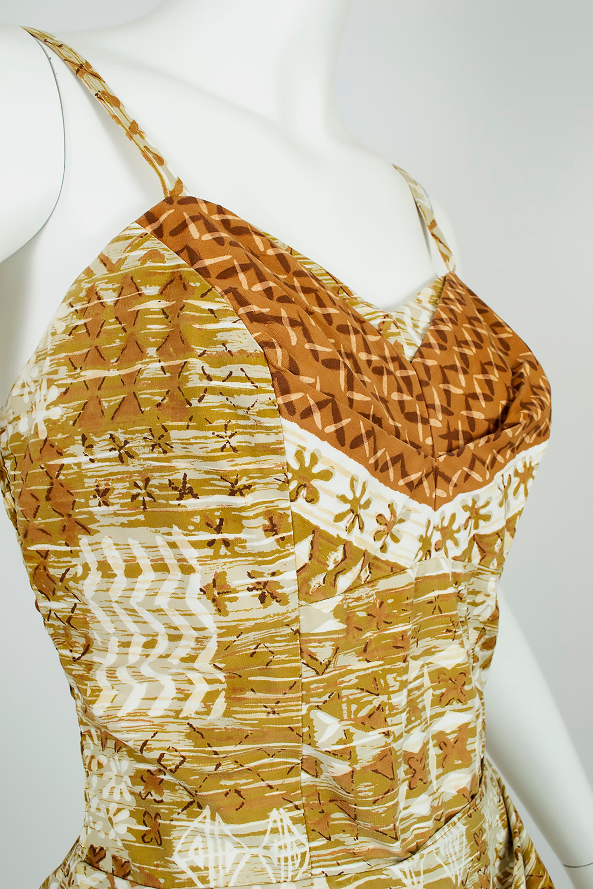 Peck & Peck Tiki Sarong-Tie Play Suit Swimsuit Beach Romper - M, anni '60 in vendita 2