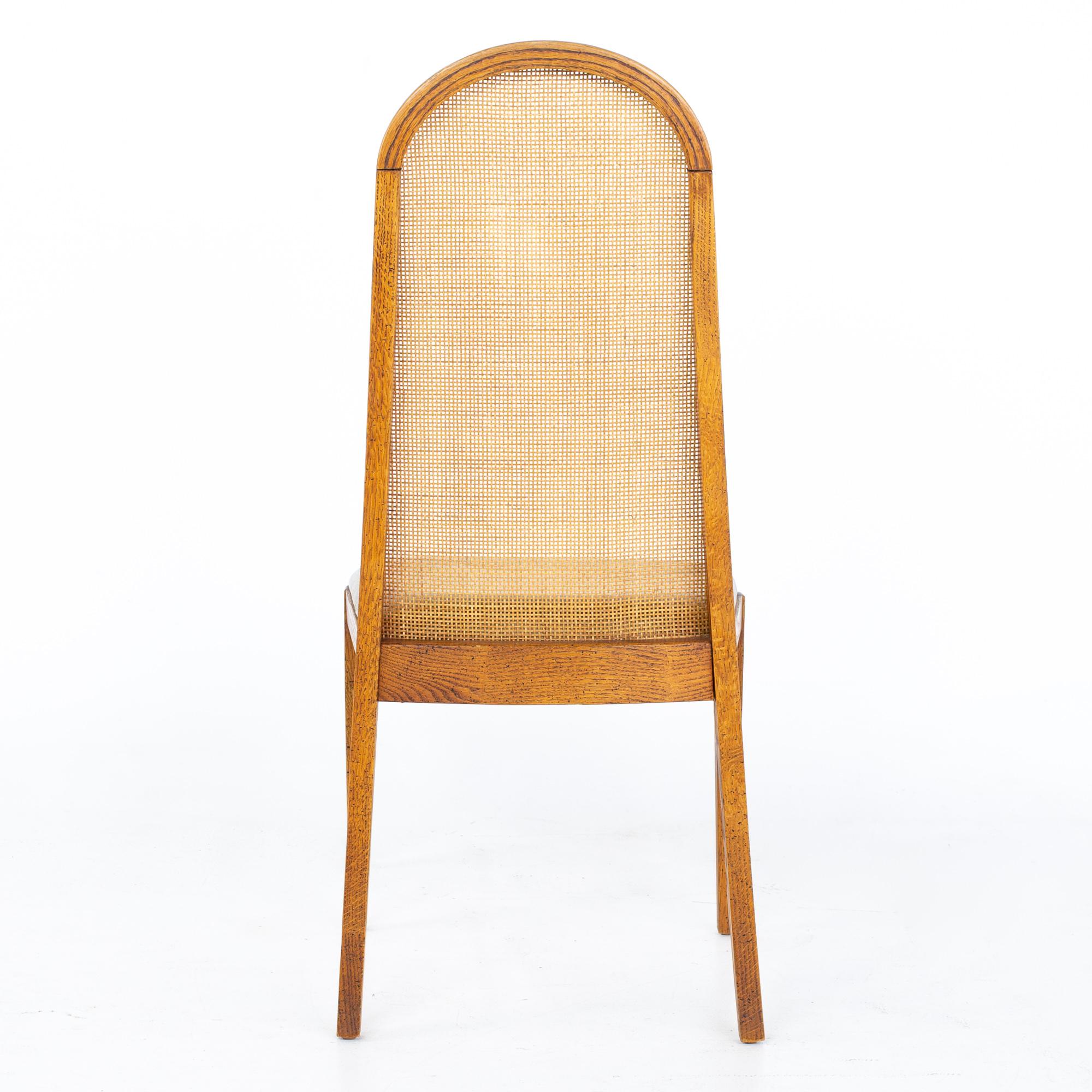 Dillingham Style MCM Oak and Cane Dining Chairs, Set of 6 9