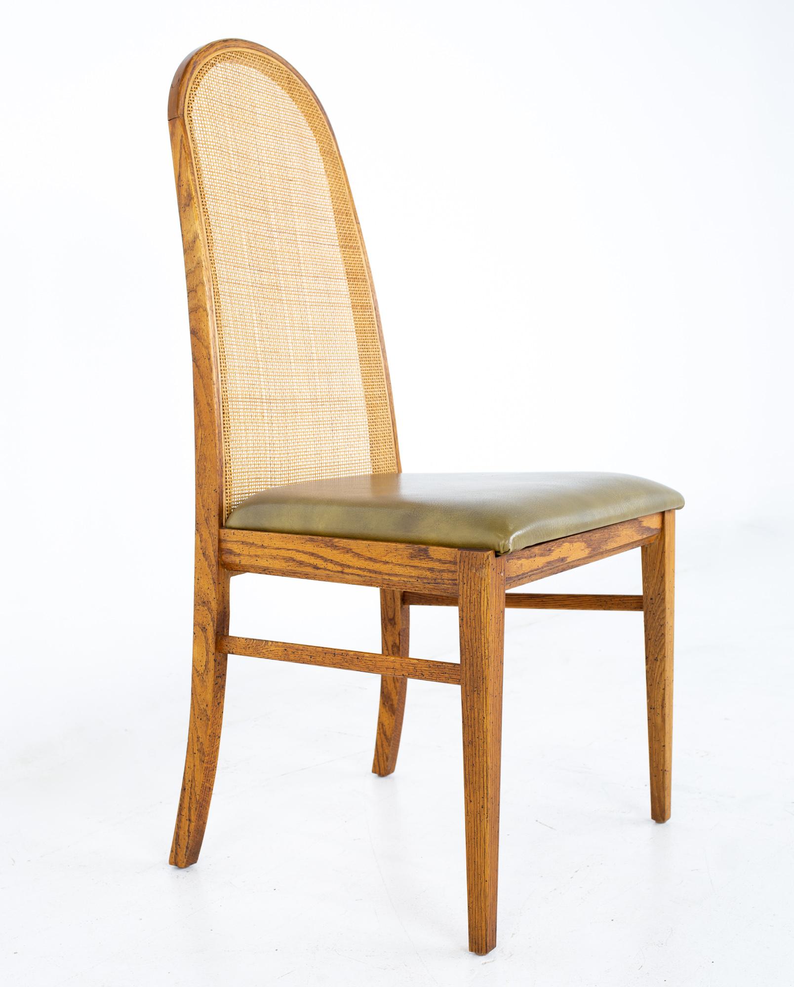 Dillingham Style MCM Oak and Cane Dining Chairs, Set of 6 10