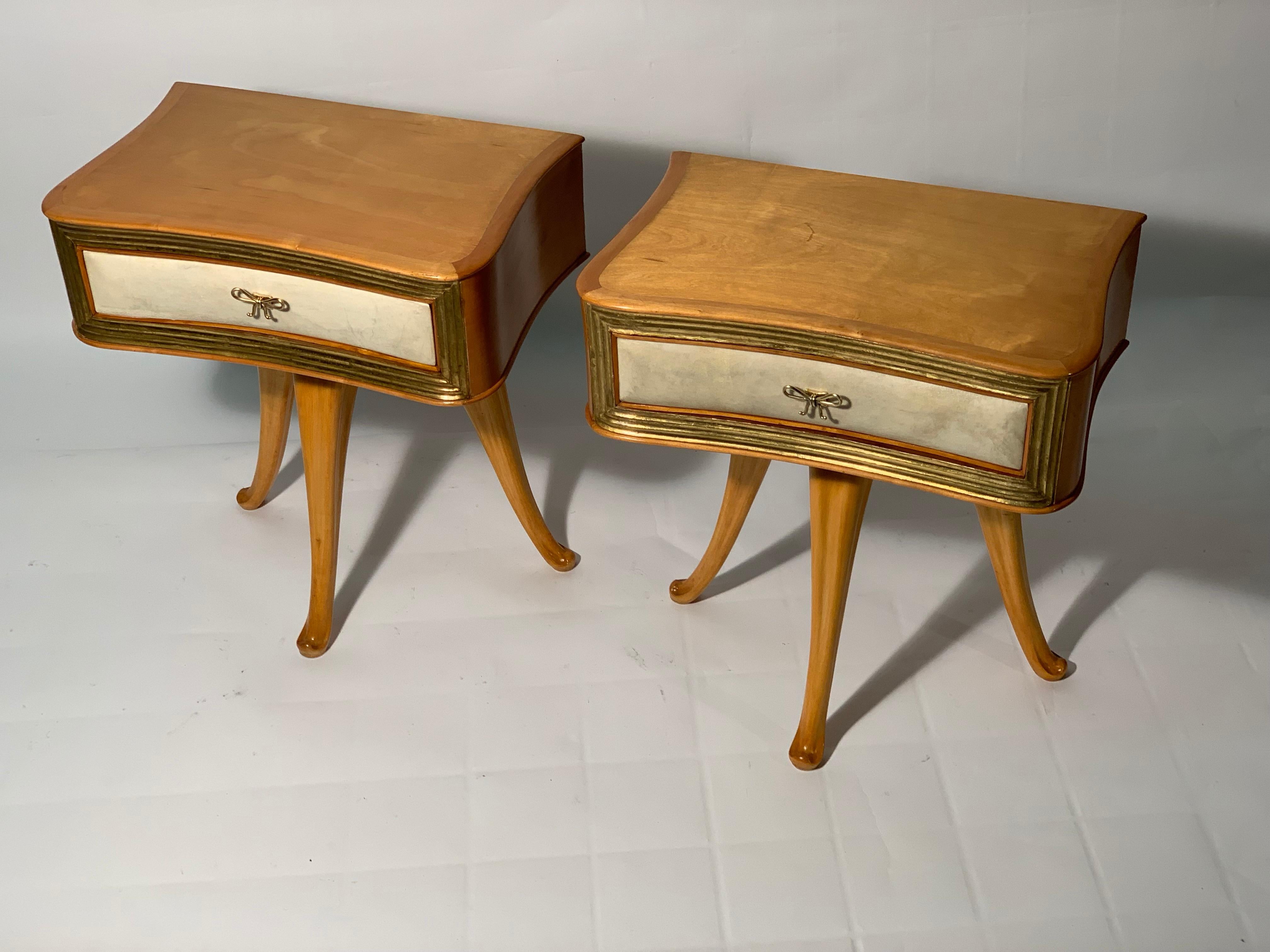 Pecorini Pair of Italian Midcentury Blond Wood Nightstands Florence, Italy In Good Condition In Firenze, Toscana