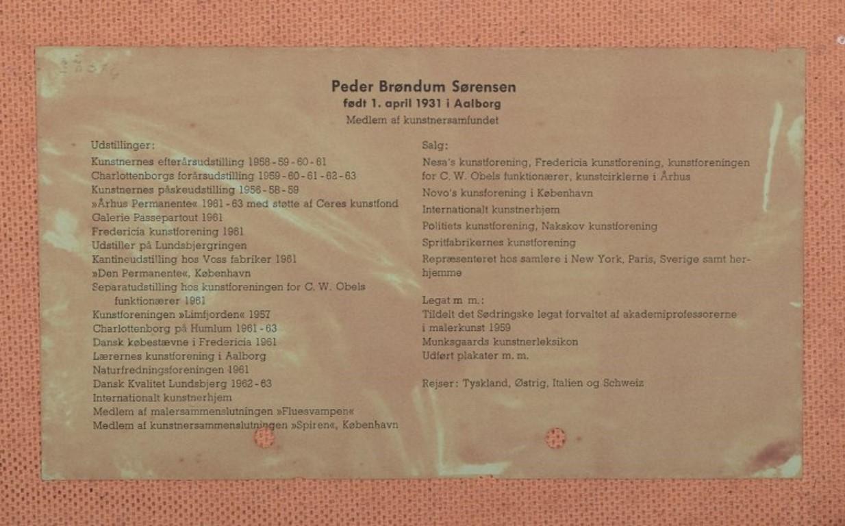 Altro Peder Brøndum Sørensen. Olio su tavola. Paesaggio modernista con casa e campi in vendita