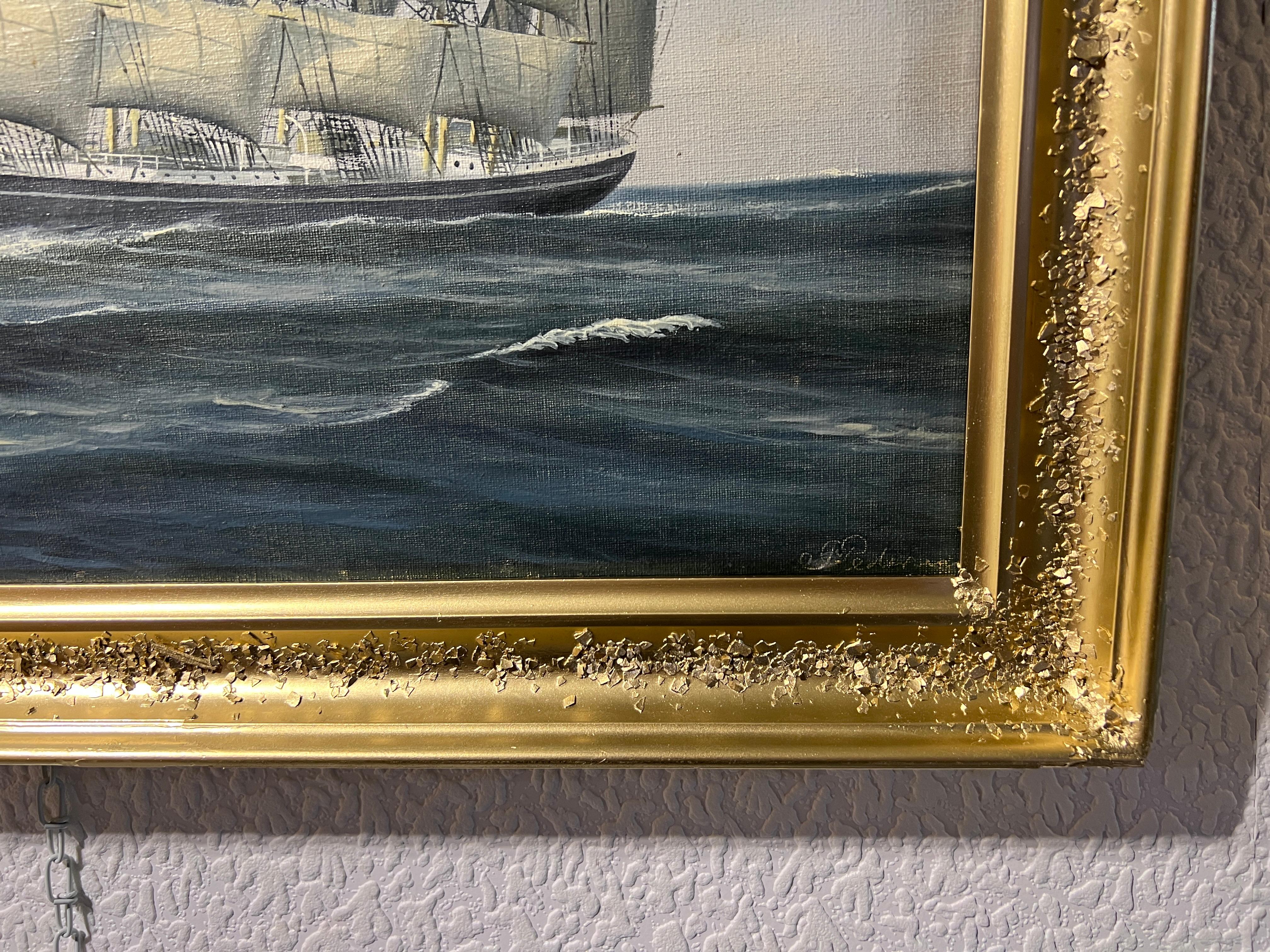 Danish Artist Peder Chr. Pedersen 1870-1950 Antique Oil painting Ship KOBENHAVN For Sale 6