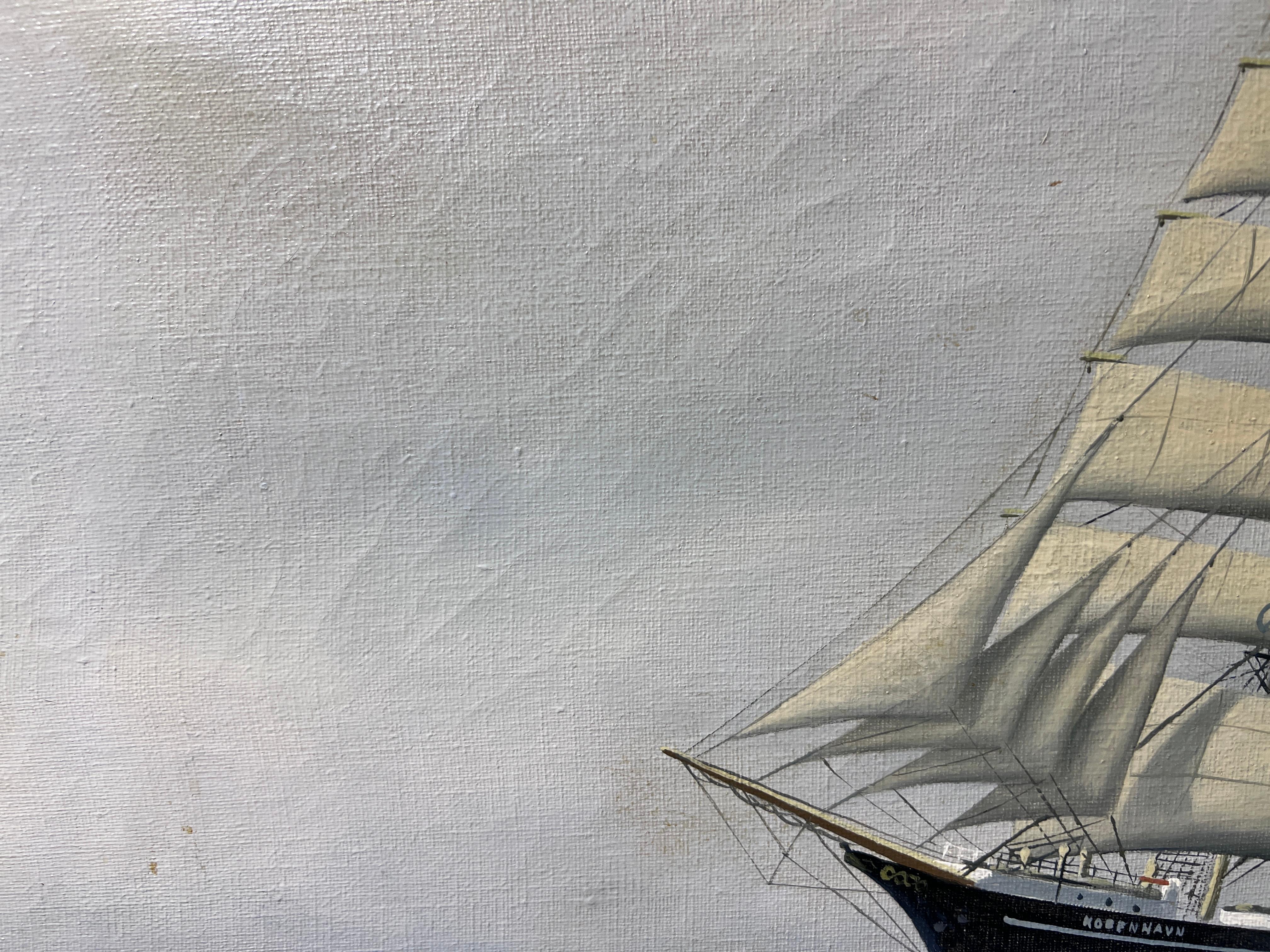 Danish Artist Peder Chr. Pedersen 1870-1950 Antique Oil painting Ship KOBENHAVN 8