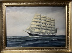 Danish Artist Peder Chr. Pedersen 1870-1950 Vintage Oil painting Ship KOBENHAVN