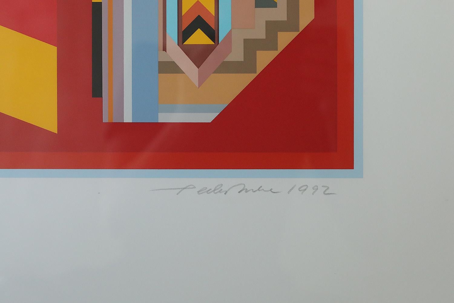 Peder Duke, Composition, Color Serigraph, 1992, Framed In Good Condition For Sale In Warszawa, Mazowieckie