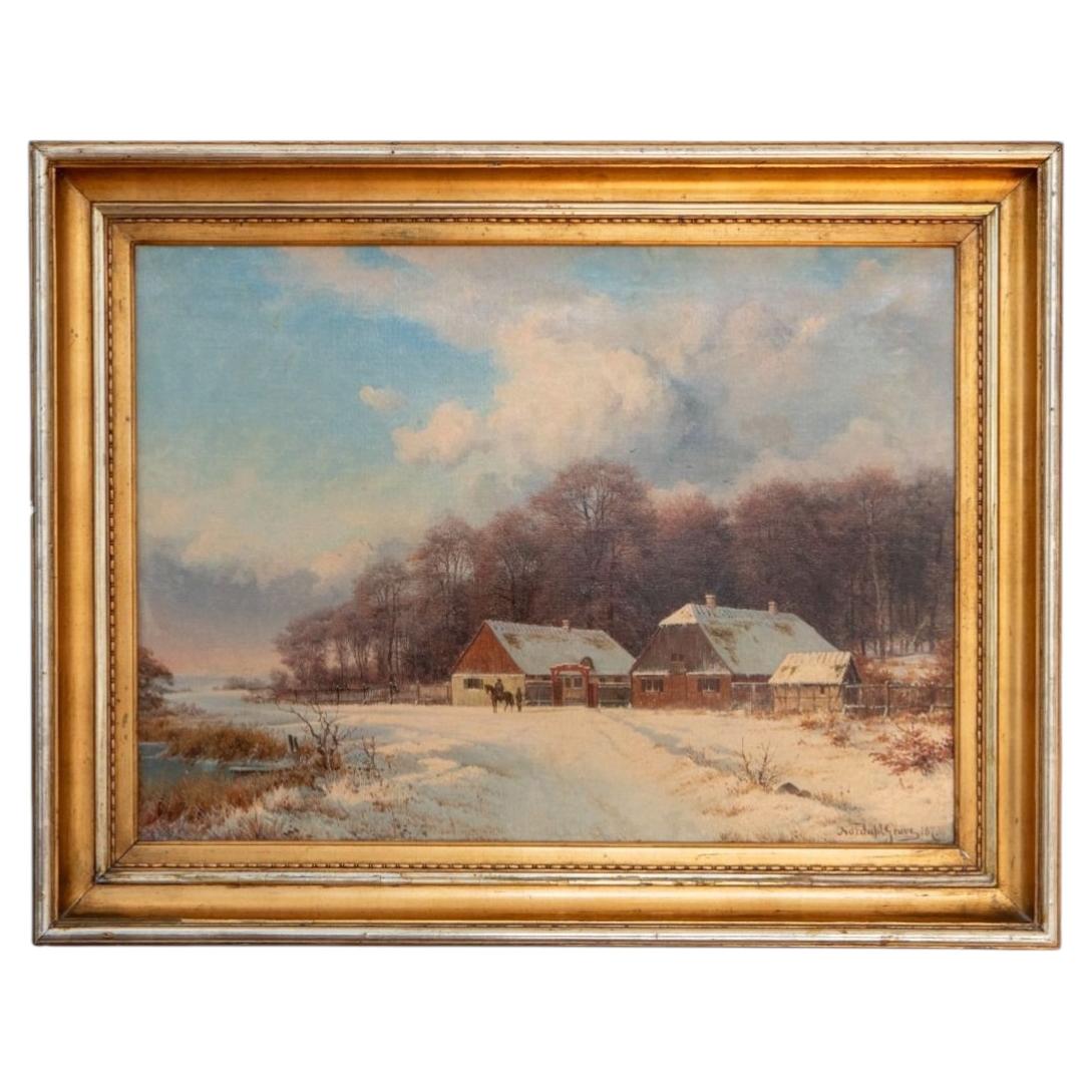 Peder Frederik Nordahl Grove, Winter Scene from Dyrehaven, Denmark, 1873 For Sale