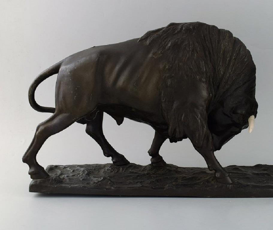 French Peder Marius Jensen (1883 - 1925). Colossal sculpture. Fighting bisons.