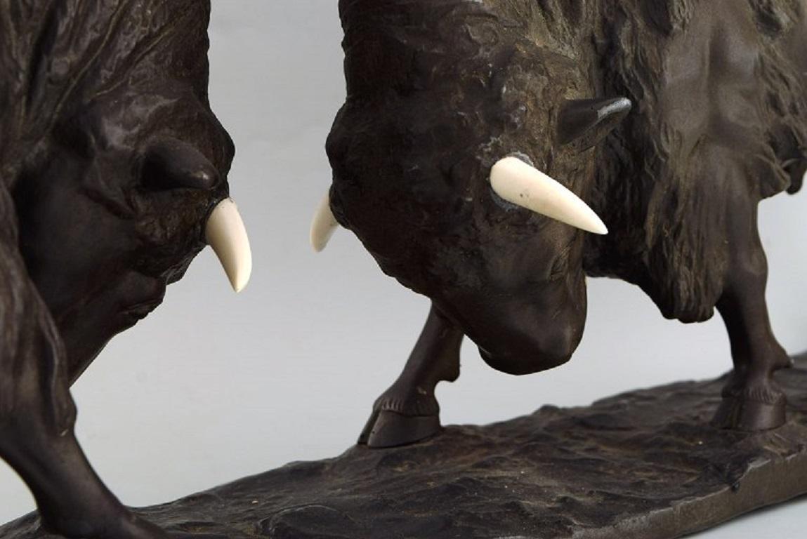 Bronze Peder Marius Jensen (1883 - 1925). Colossal sculpture. Fighting bisons.