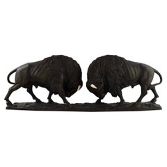 Peder Marius Jensen (1883 - 1925). Colossal sculpture. Fighting bisons.