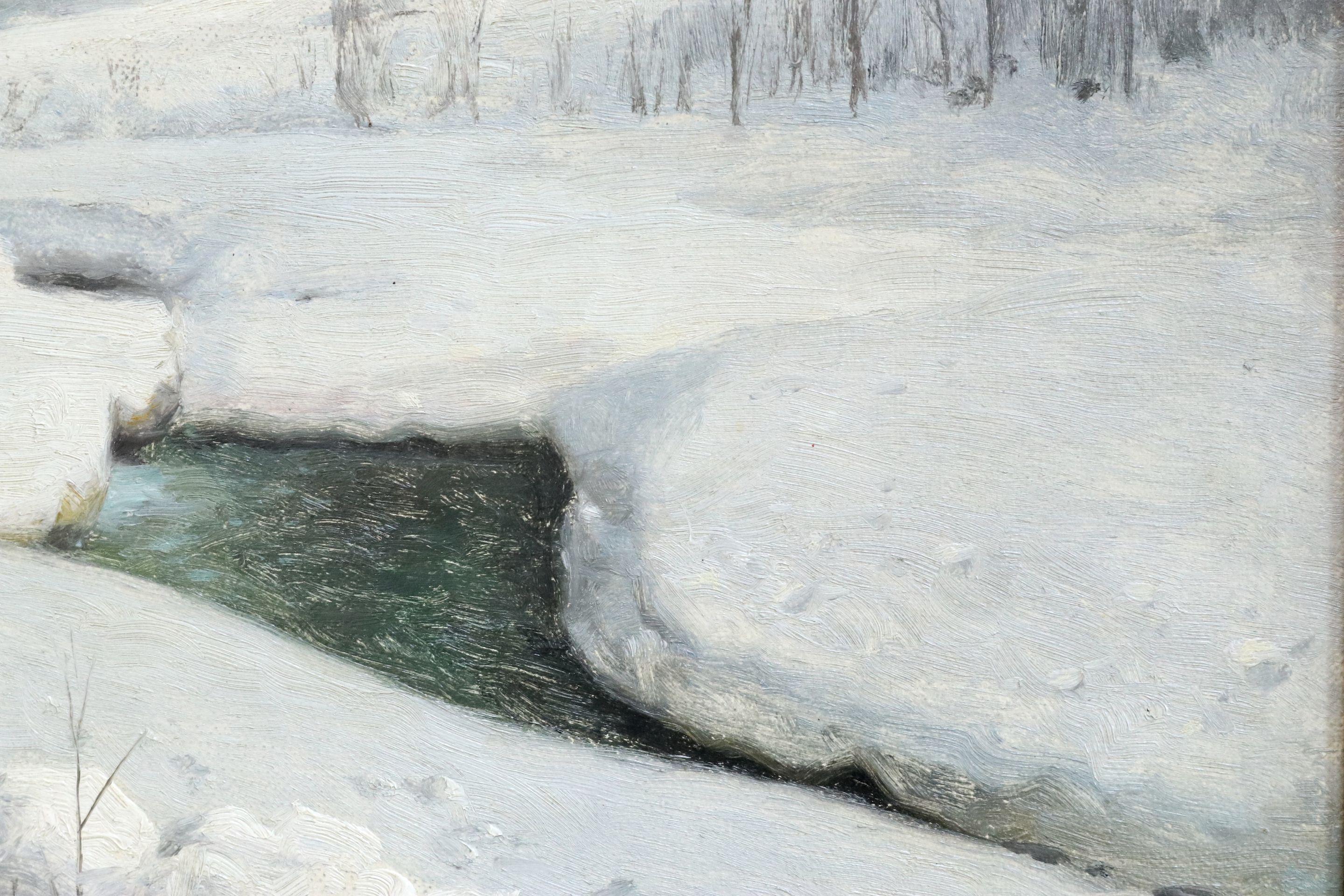 Hundselven:: Norwegen – Winter – 20. Jahrhundert Öl:: Schneelandschaft von Peder Monsted 2