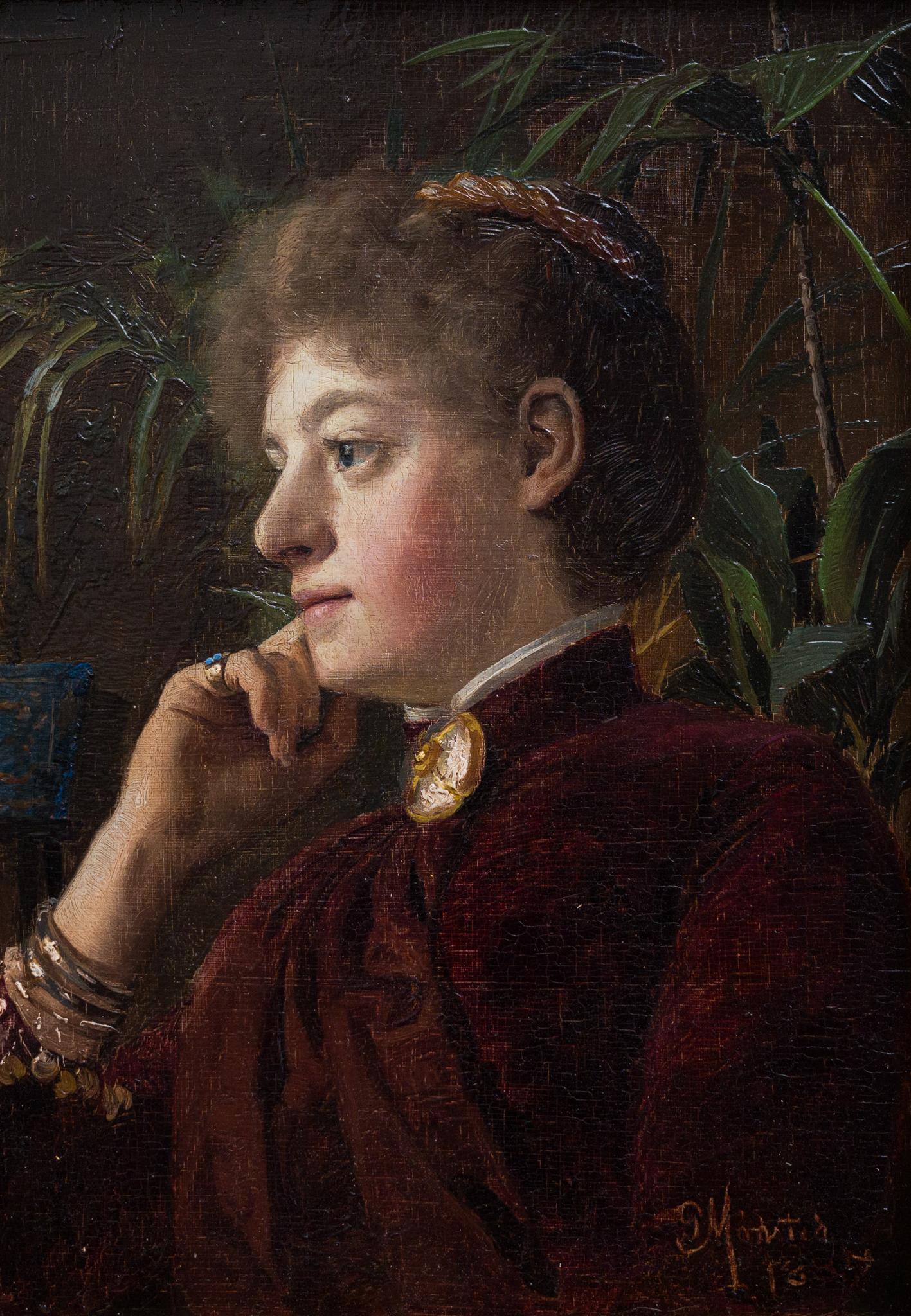 Ritratto di ragazza, 1887 del pittore realista danese Peder Mørk Mønsted in vendita 1