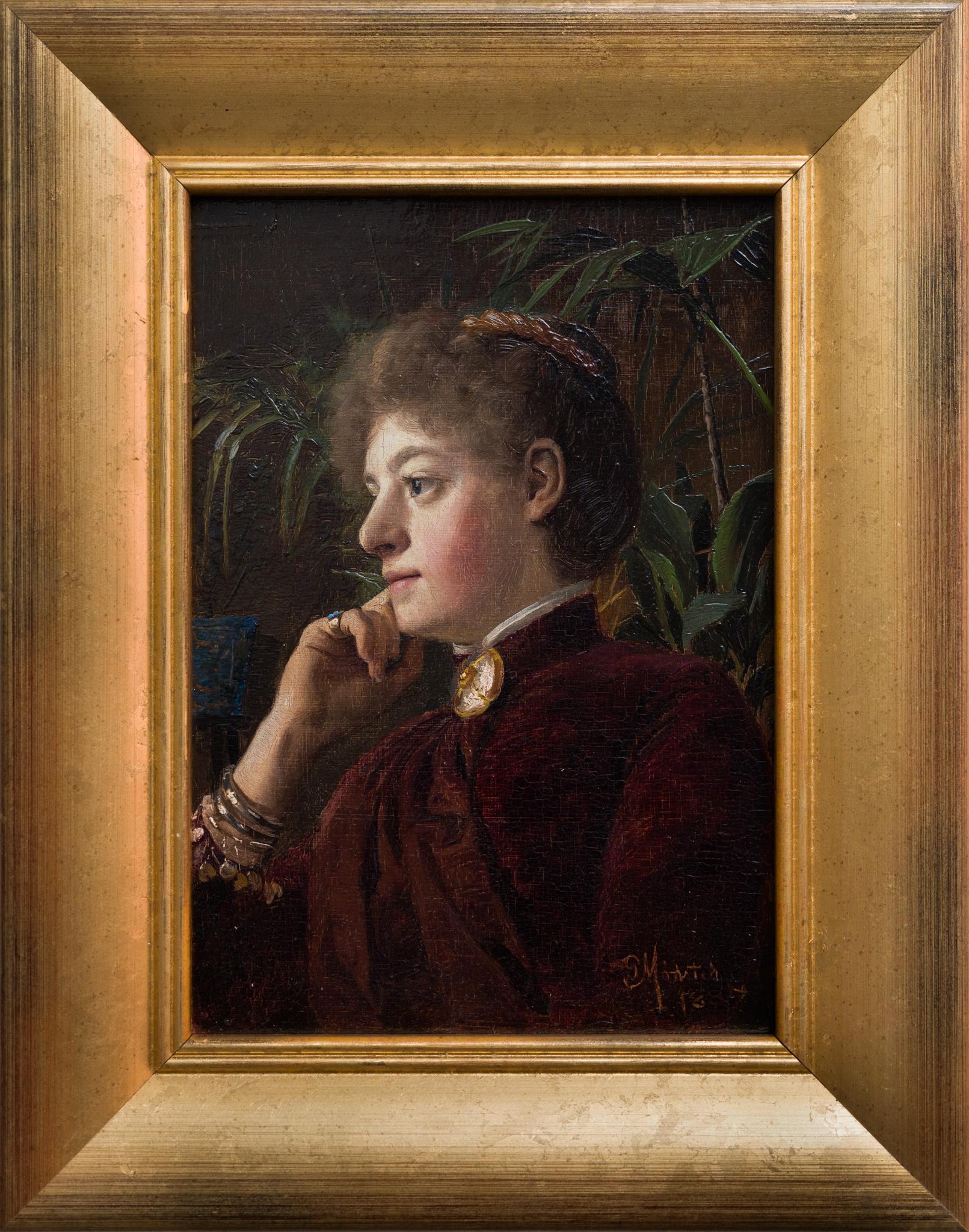 Portrait d'une jeune fille, 1887, par le peintre réaliste danois Peder Mørk Mønsted