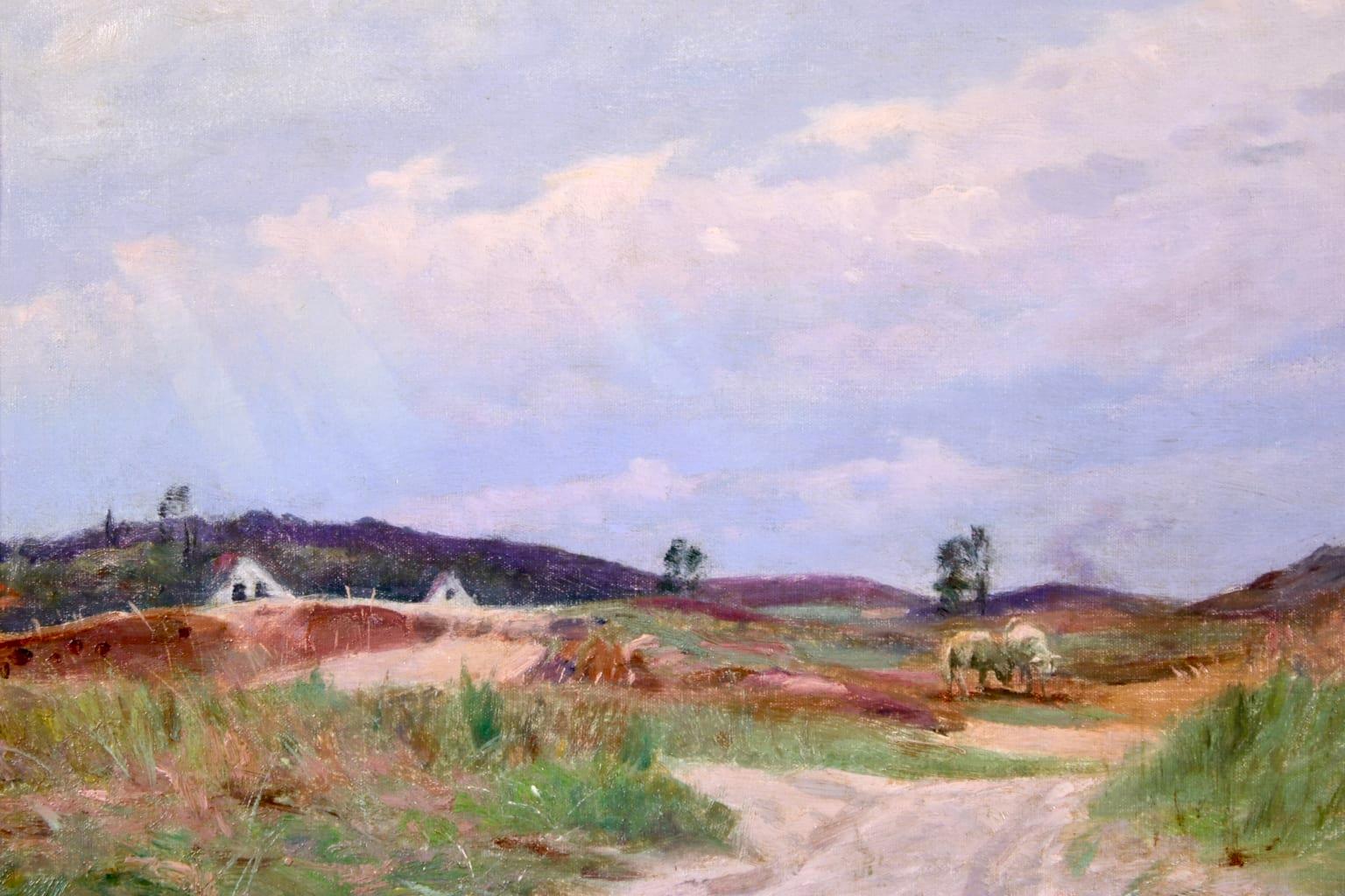 Sandvig, Bornholm - 1921 - Realistisches Ölgemälde, Rinder in Sommerlandschaft von PM Monsted (Realismus), Painting, von Peder Mørk Mønsted