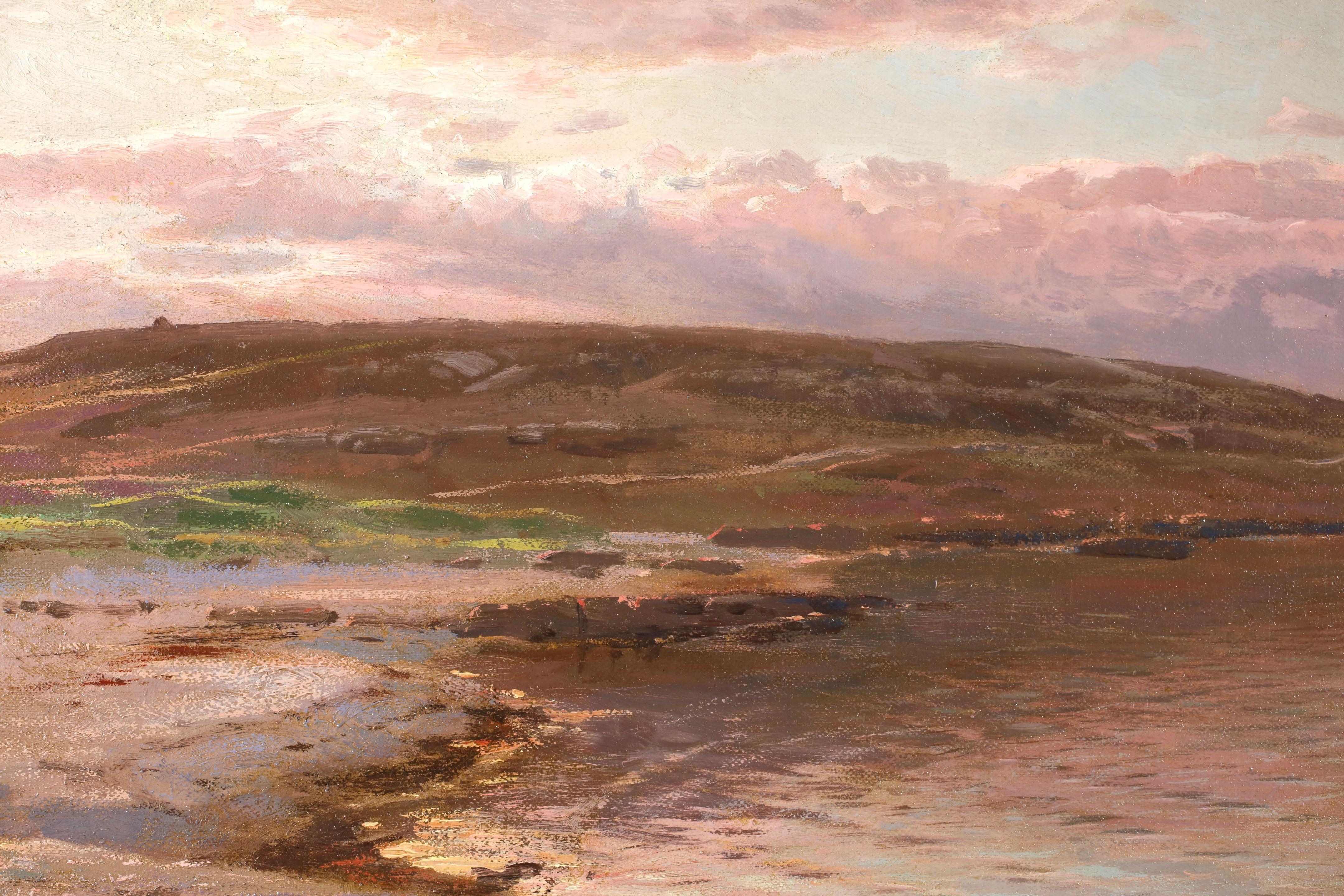 Sundown - Sandvig - 1918 - Realist Landscape Oil Painting by Peder Mork Monsted For Sale 7