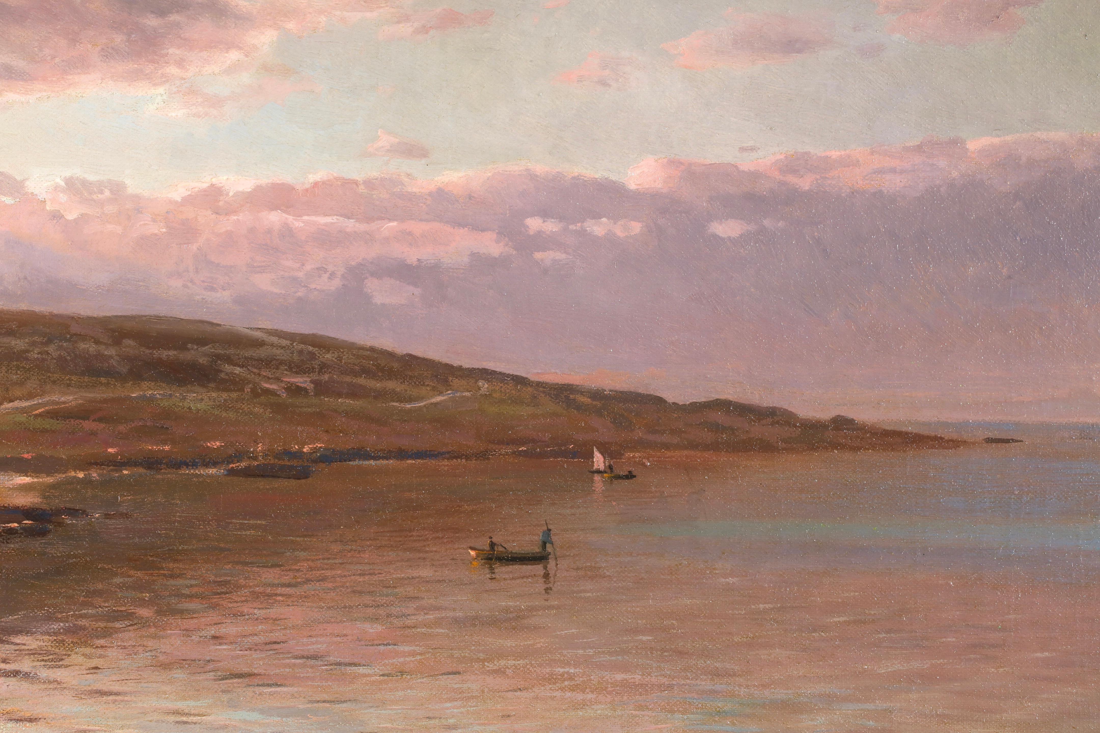 Sundown - Sandvig - 1918 - Realist Landscape Oil Painting by Peder Mork Monsted For Sale 8