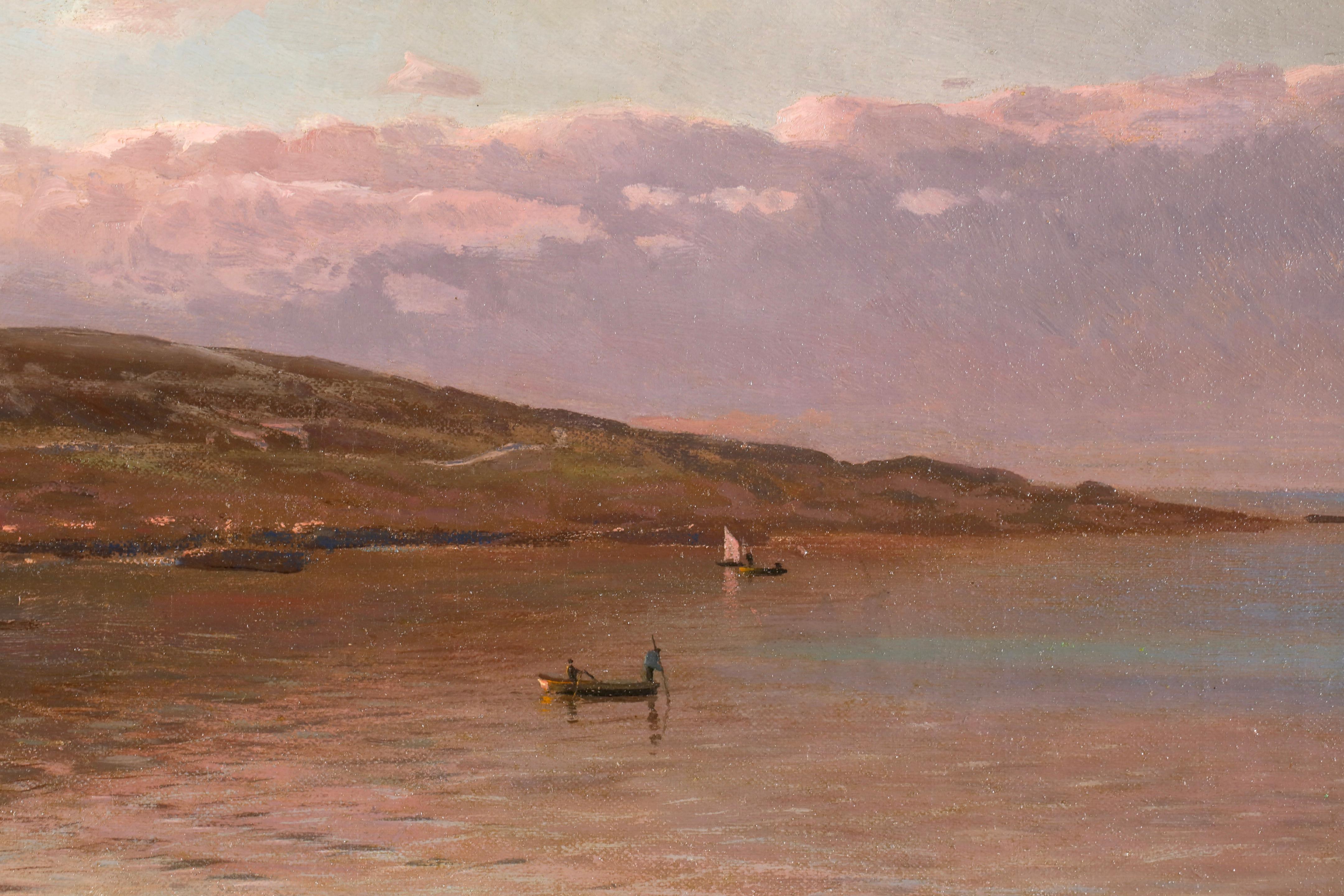 Sundown - Sandvig - 1918 - Realist Landscape Oil Painting by Peder Mork Monsted For Sale 1