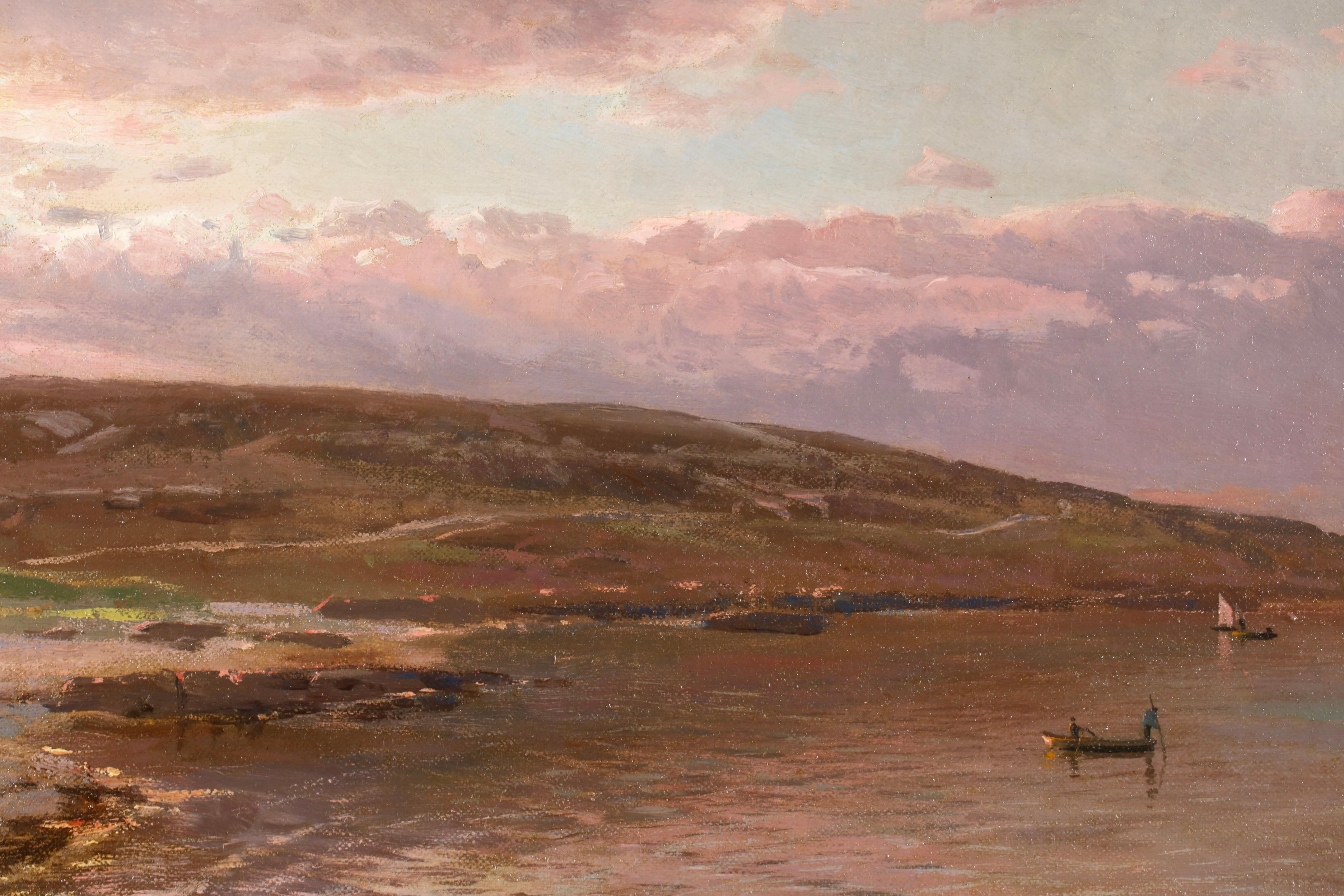 Sundown - Sandvig - 1918 - Realist Landscape Oil Painting by Peder Mork Monsted For Sale 2