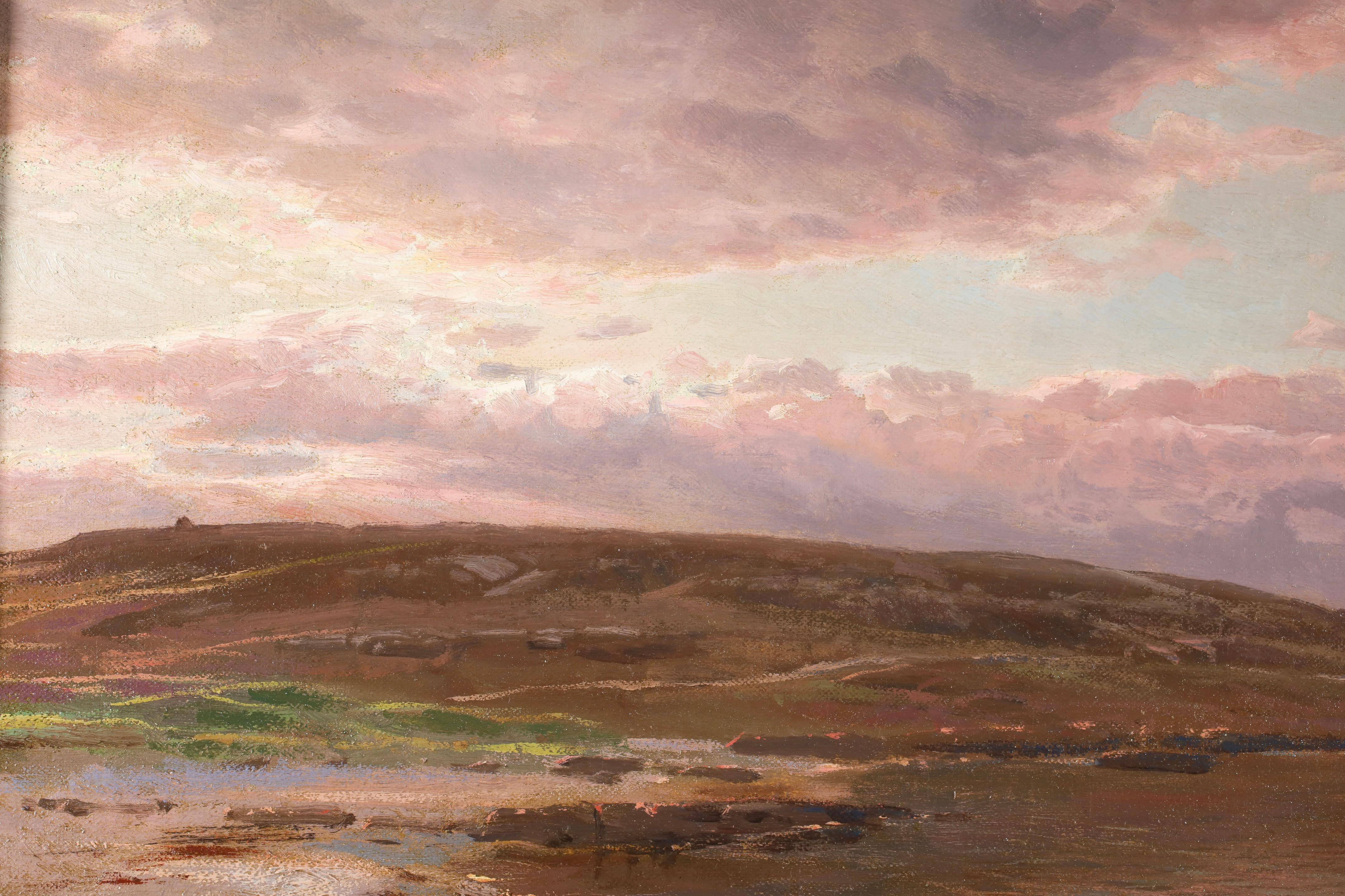 Sundown - Sandvig - 1918 - Realist Landscape Oil Painting by Peder Mork Monsted For Sale 3
