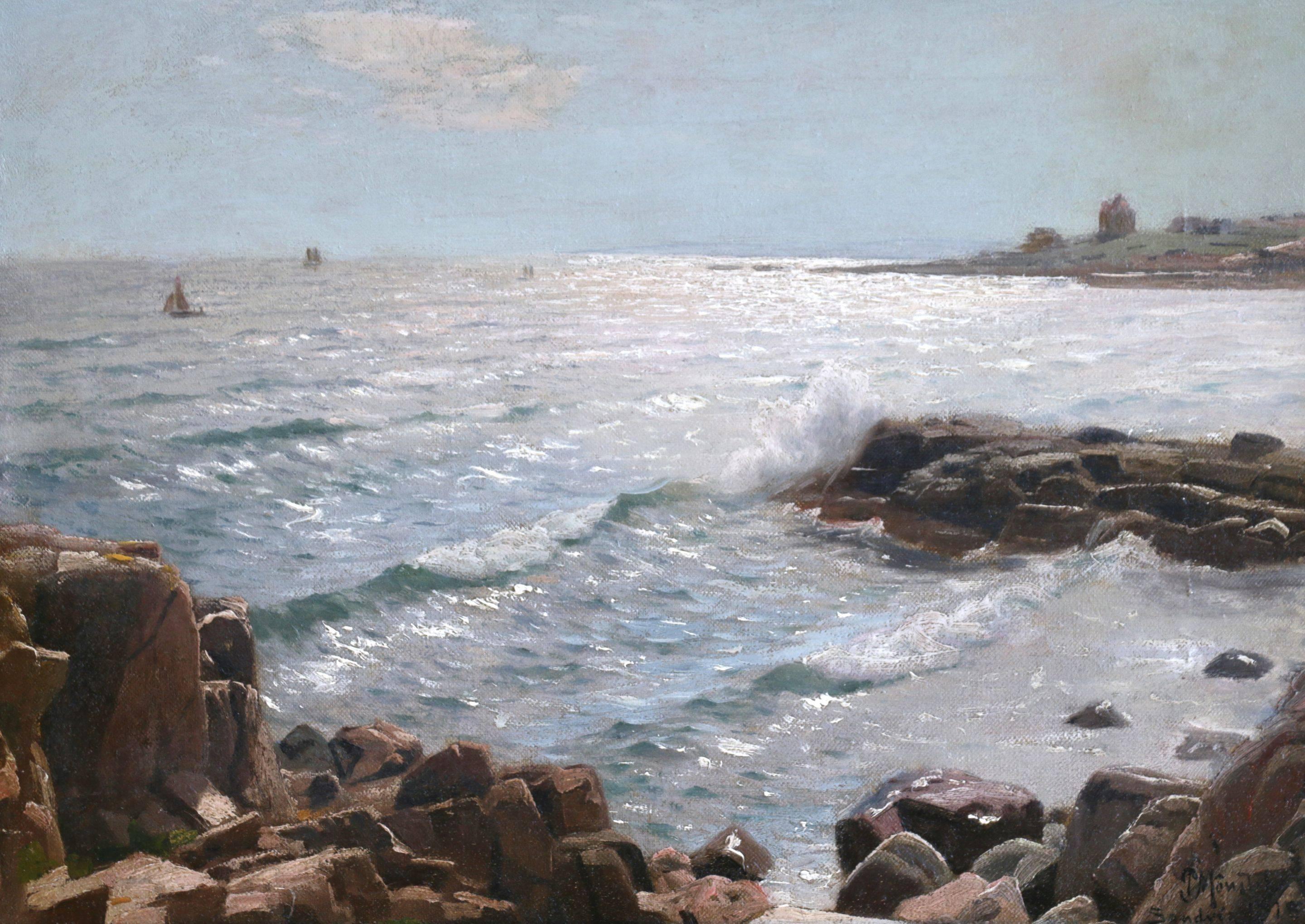 Peder Mørk Mønsted Landscape Painting - Sunlight on the Coast - Sandvig