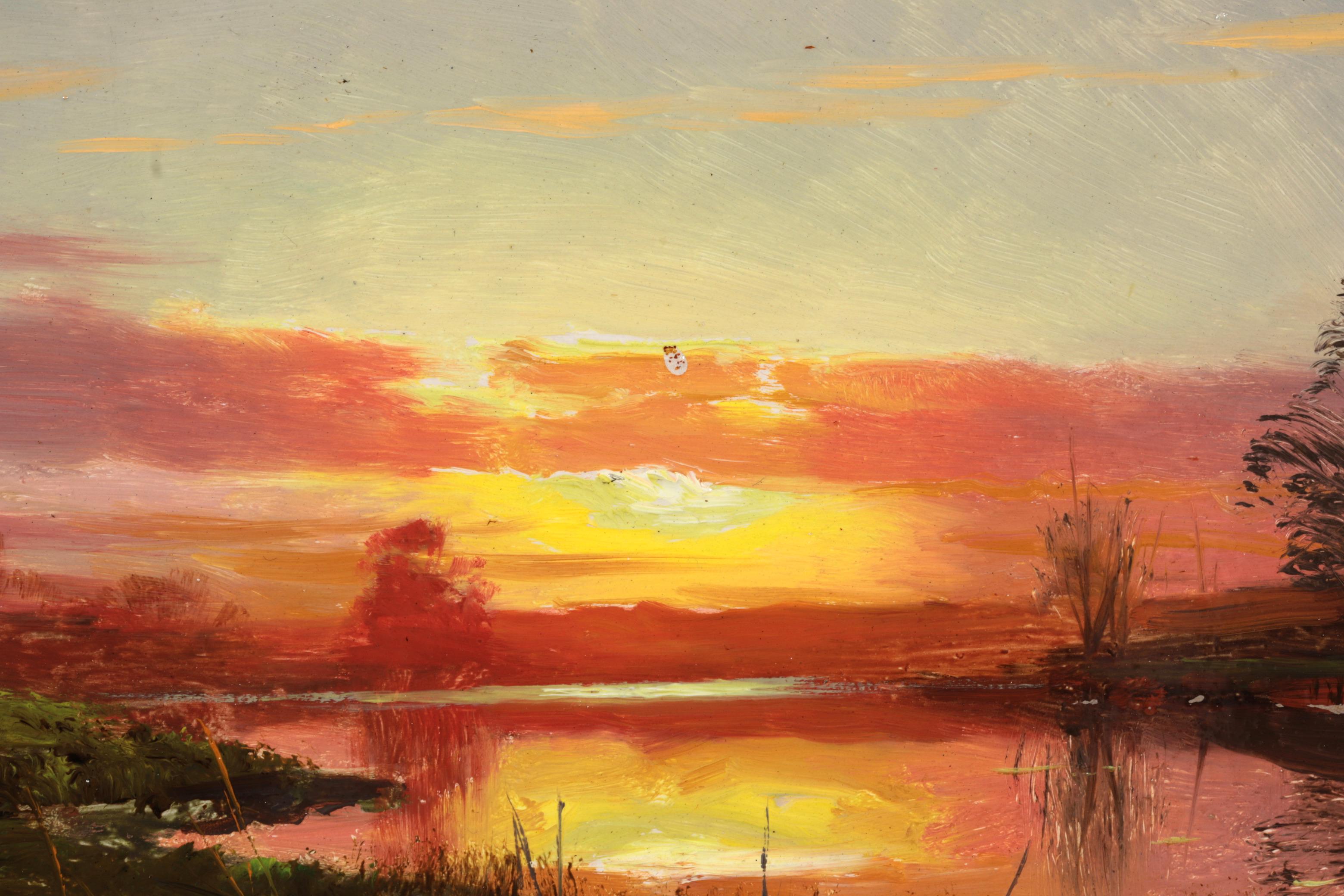 Tramonto a Susåen - Næsbyholm - Paesaggio realista dipinto a olio da Peder Monsted 5