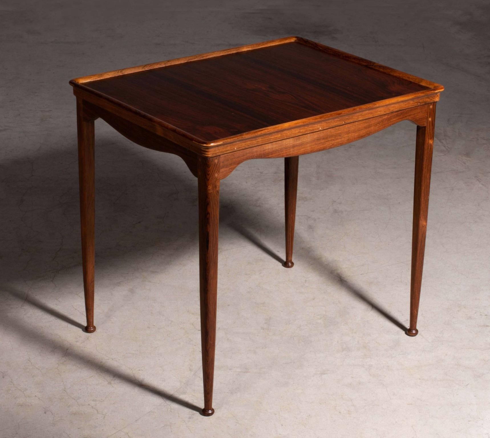 Danish Peder Moss, Unique and Signed Coffee Table of Solid Brazilian Rosewood, 1950