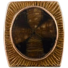 Peder Musse 14 Karat Gold Stamped Petrified Wood Ring