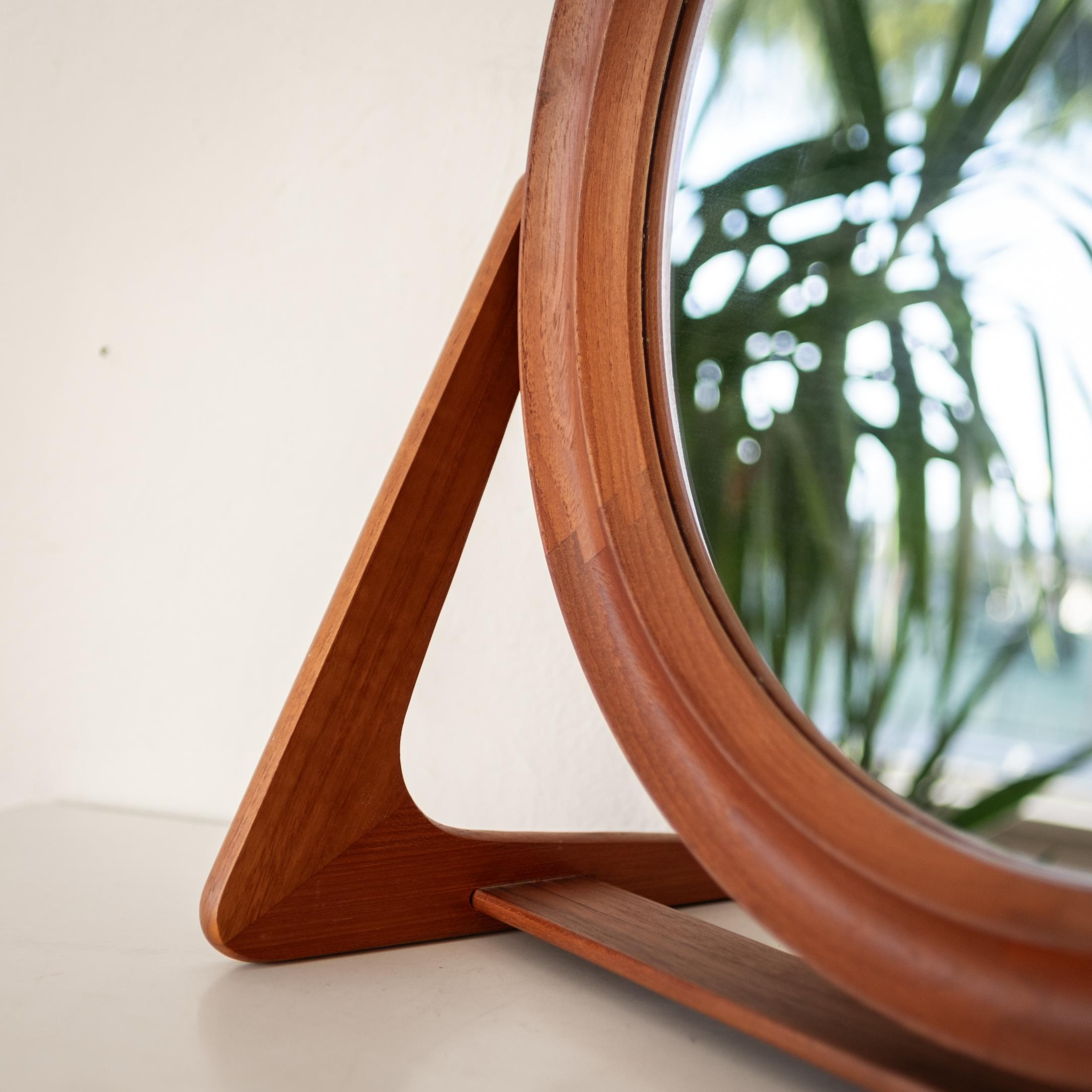 Mid-20th Century Pedersen and Hansen Danish Modern Teak Vanity or Table Top Adjustable Mirror For Sale