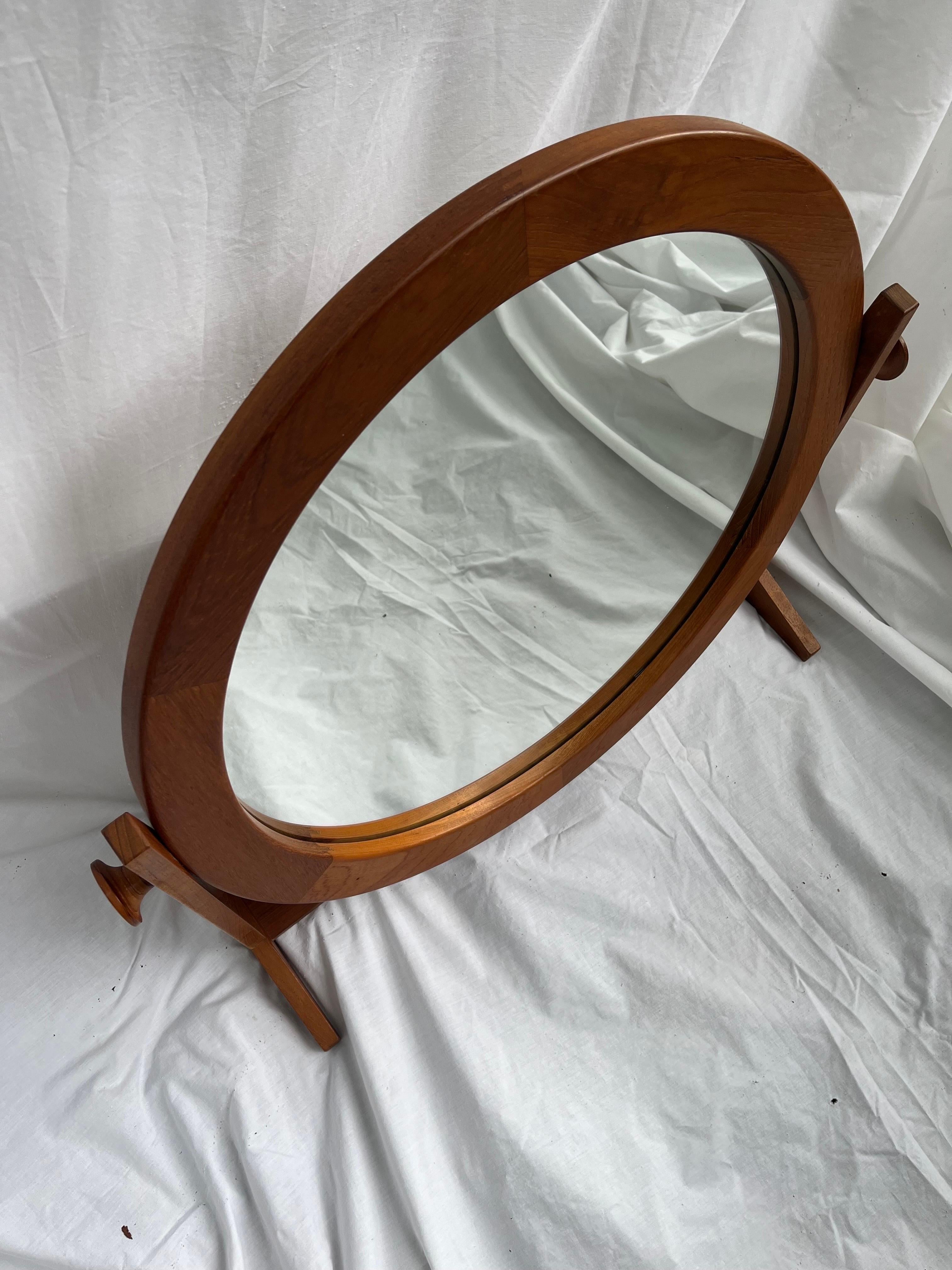 Pedersen and Hansen Danish Modern Teak Vanity or Table Top Cheval Style Mirror  For Sale 1