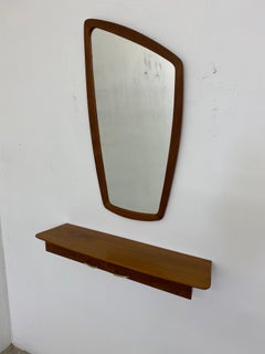 Pedersen and Hansen Teak Assemetric Mirror and Console