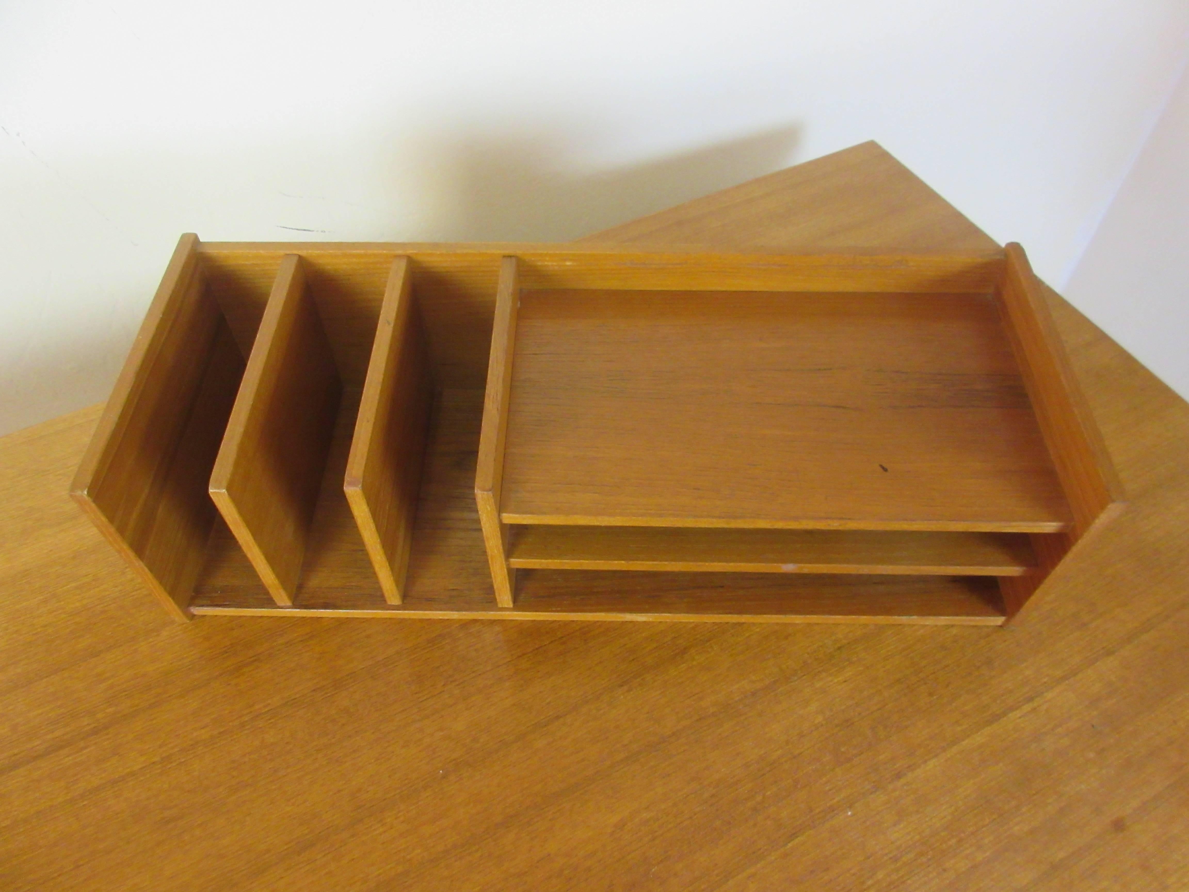 Pedersen and Hansen teak desk organizer with label.