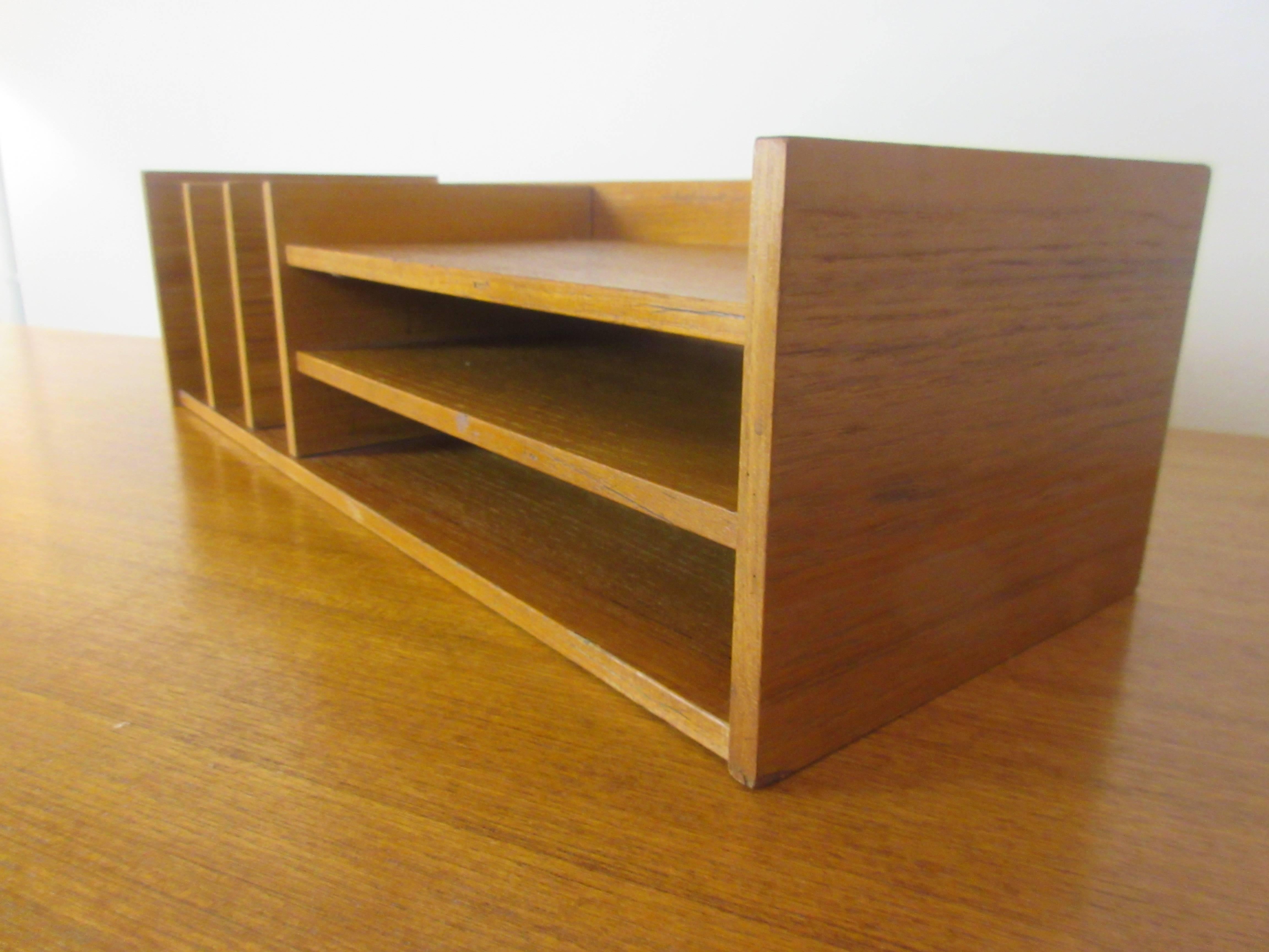 Scandinavian Modern Pedersen and Hansen Teak Desk Organizer