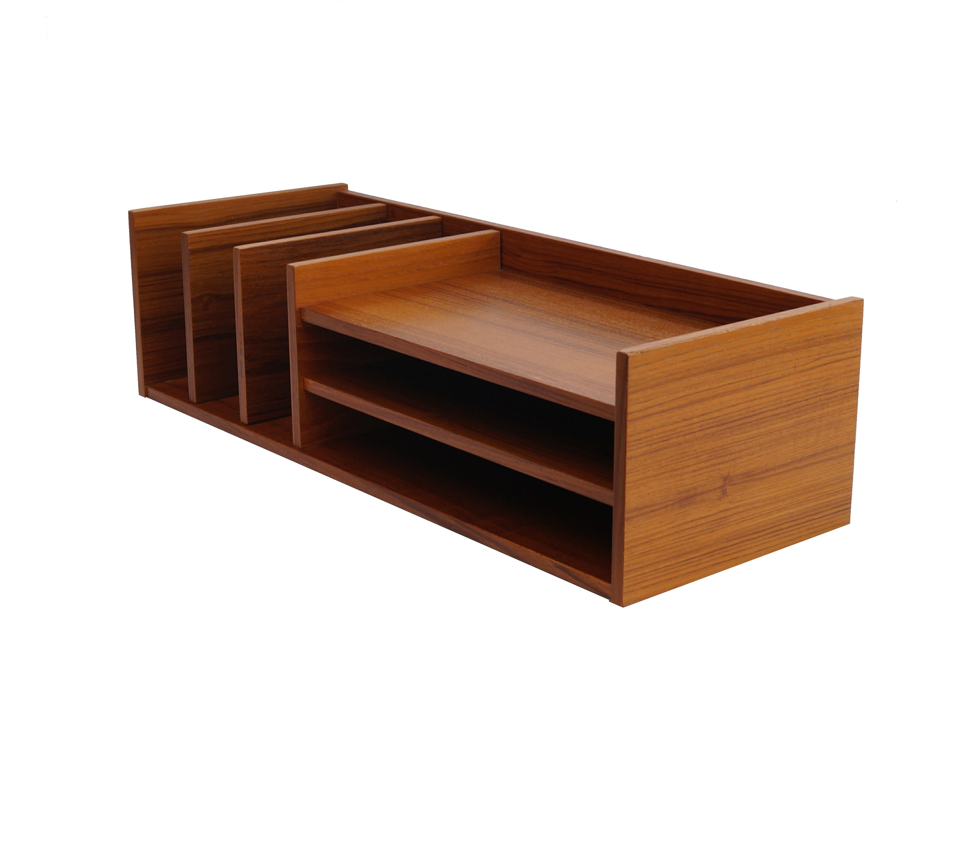 Pedersen & Hansen Danish modern teak desktop organizer.