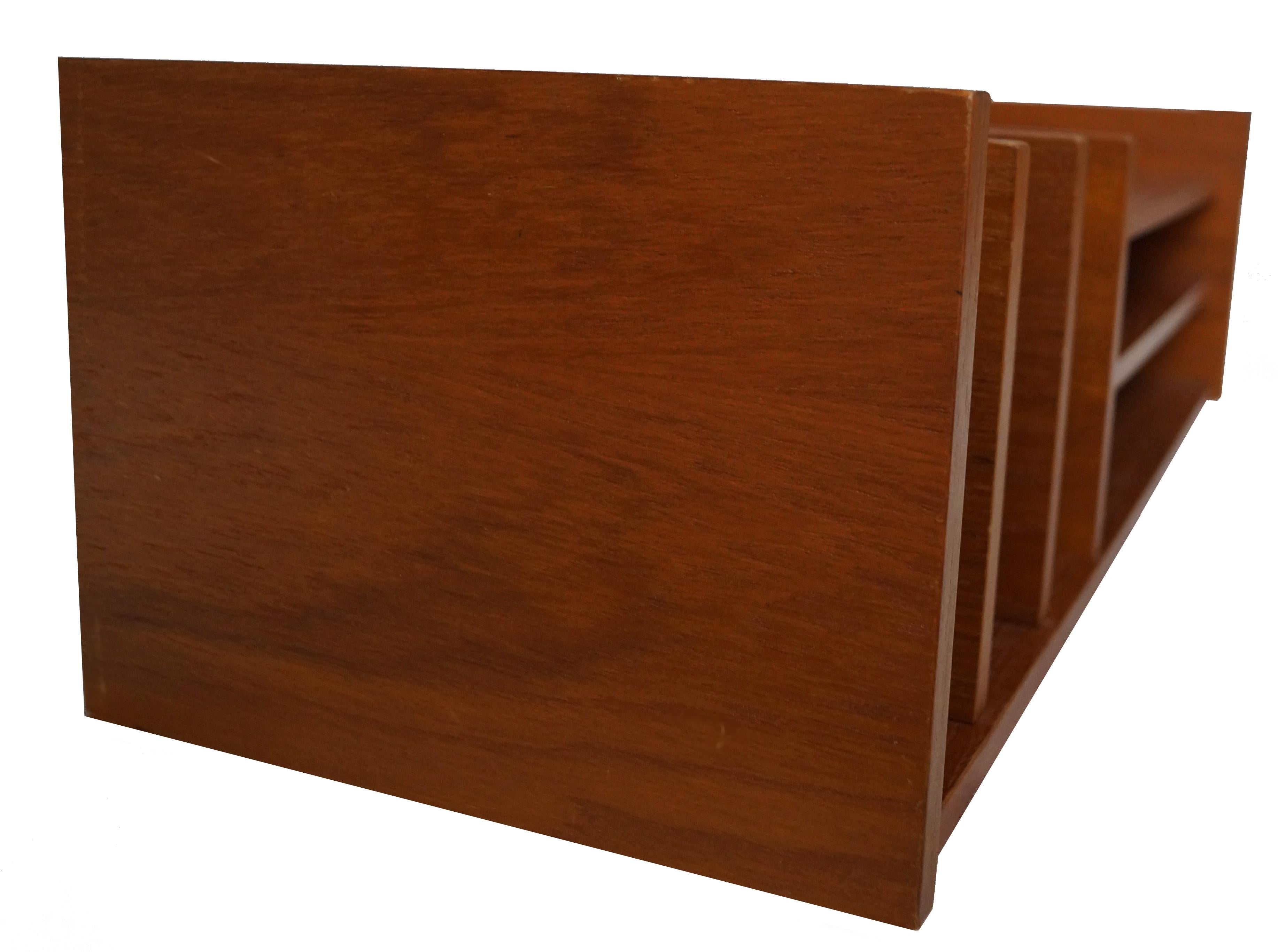 Scandinavian Modern Pedersen & Hansen Danish Modern Teak Wood Desktop Mail Desk Organizer Shelf