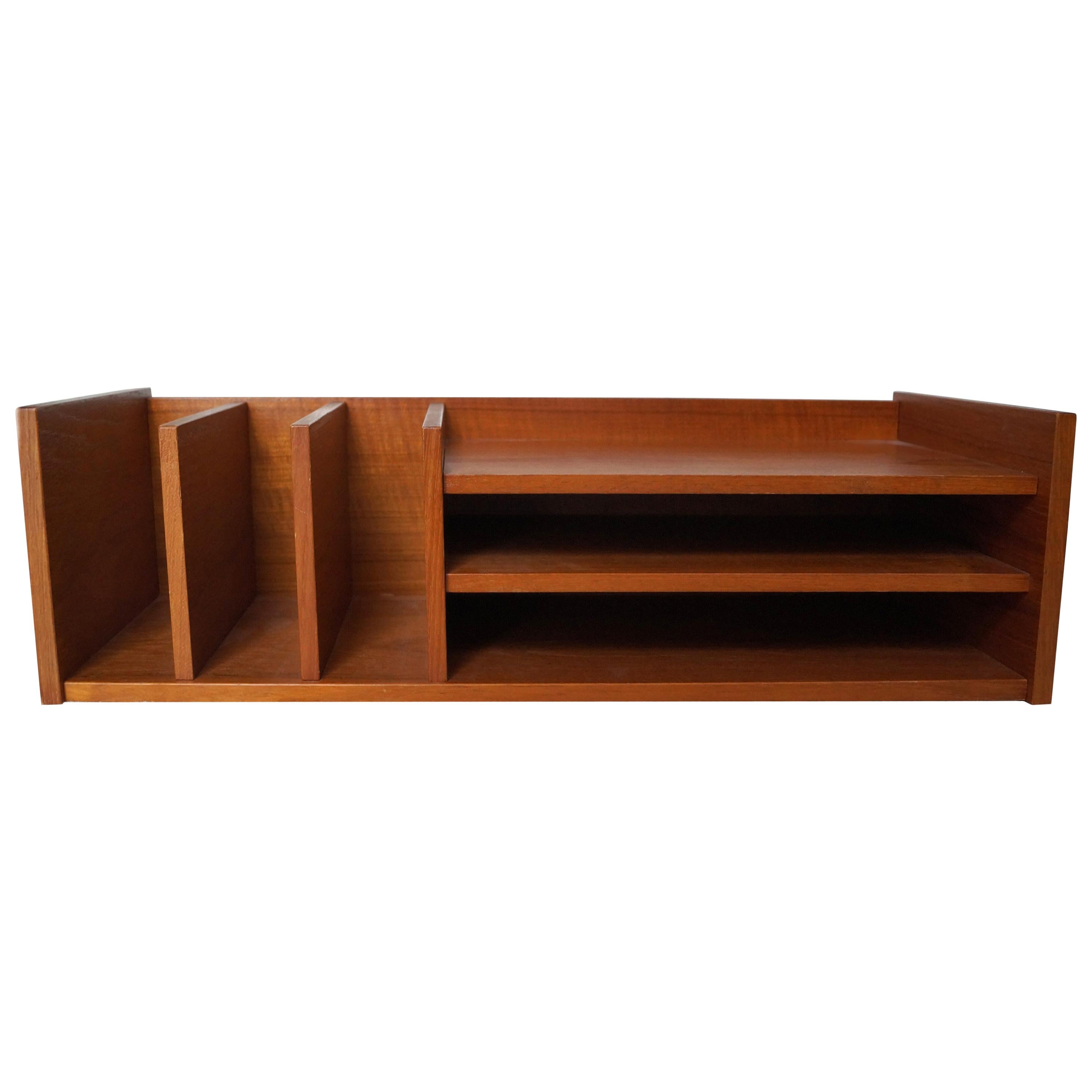 Pedersen & Hansen Danish Modern Teak Wood Desktop Mail Desk Organizer Shelf