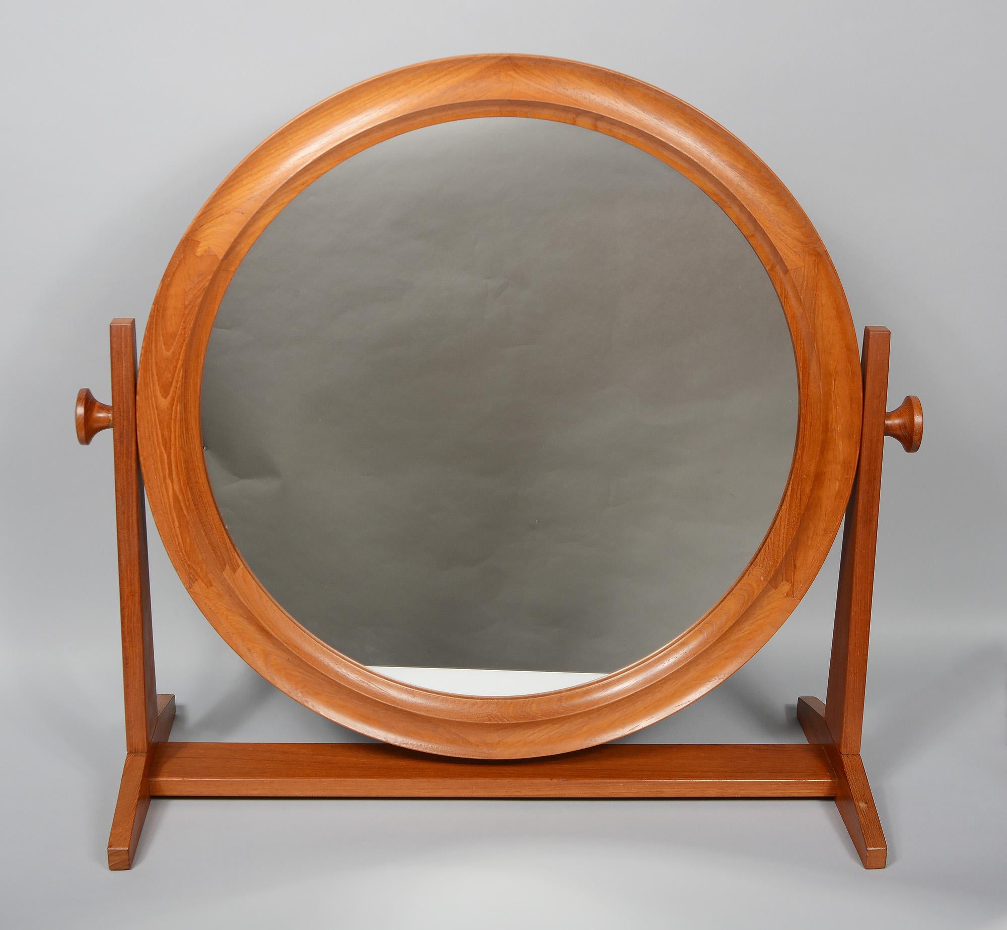 Danish Pedersen & Hansen Large Dresser or Table Top Teak Mirror For Sale