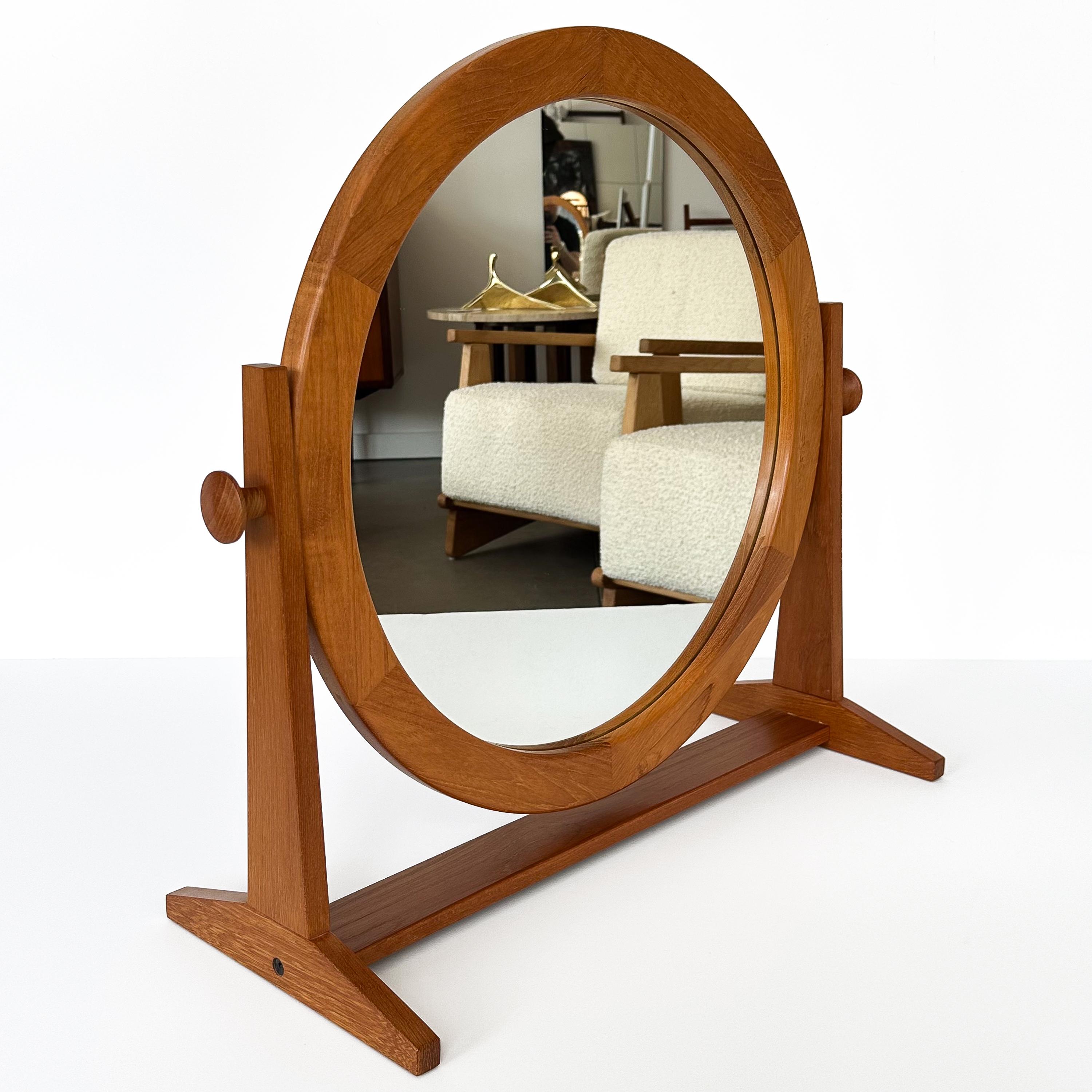 Pedersen & Hansen - Grand miroir de coiffeuse en teck avec plateau en vente 3