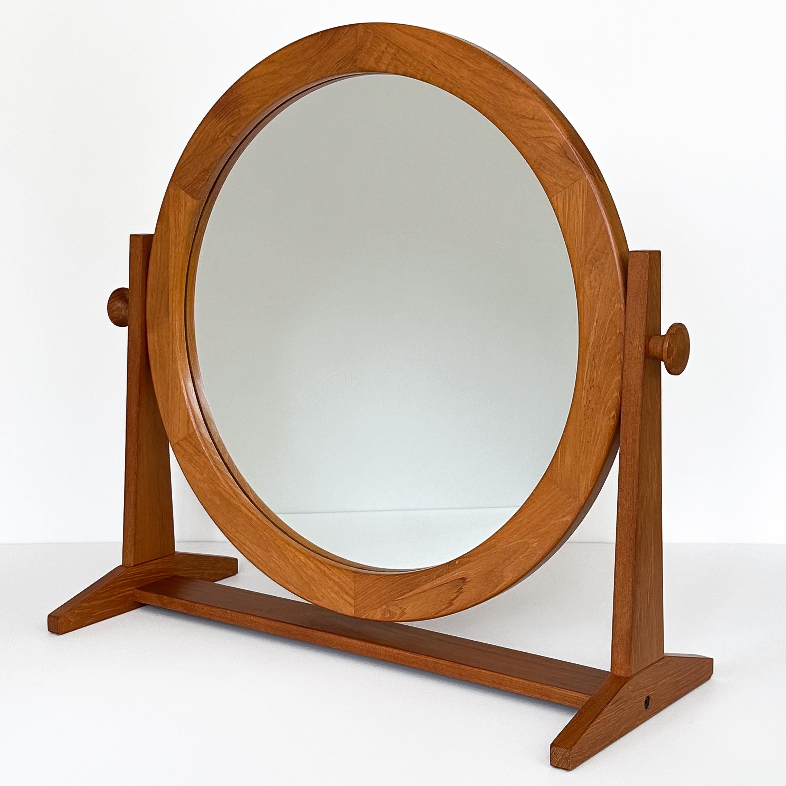 Scandinavian Modern Pedersen & Hansen Large Teak Table Top Vanity Mirror
